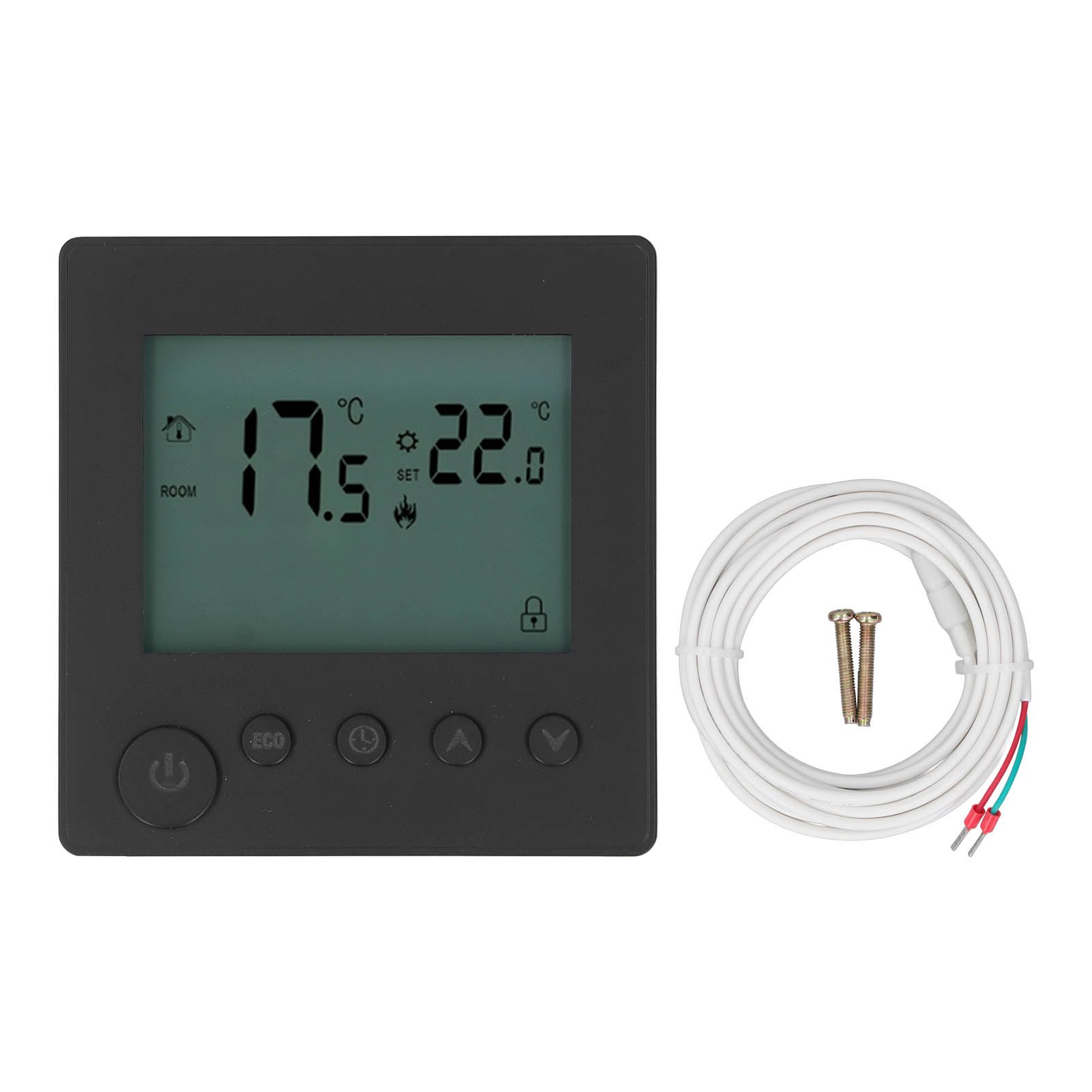 Digital Thermostat 4500W High Power Electric Floor Heating Temperature Control Thermostat for Office Mall AC 90V to 240V Black - Image 1
