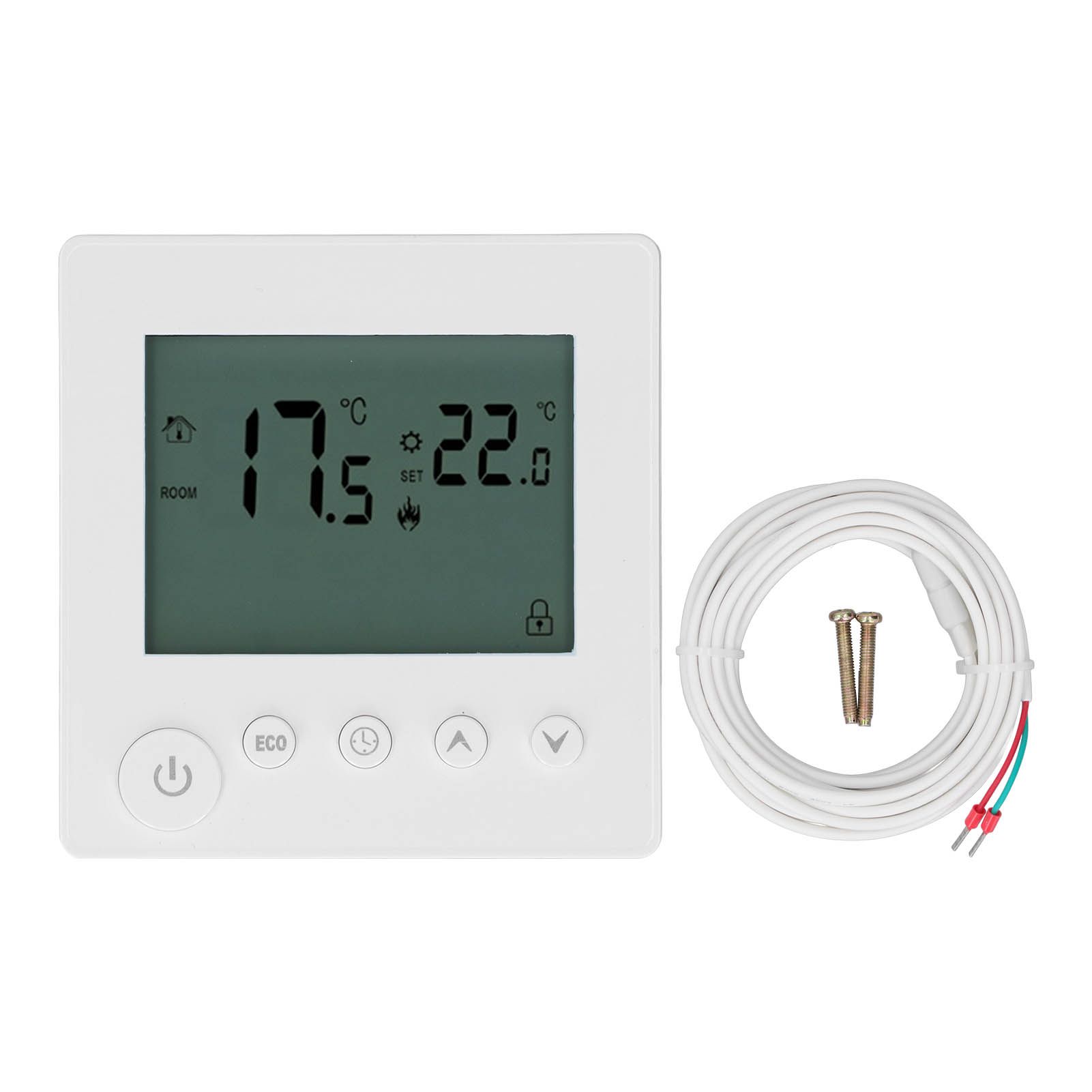 Digital Thermostat 4500W High Power Electric Floor Heating Temperature Control Thermostat for Office Mall AC 90V to 240V White - Image 1