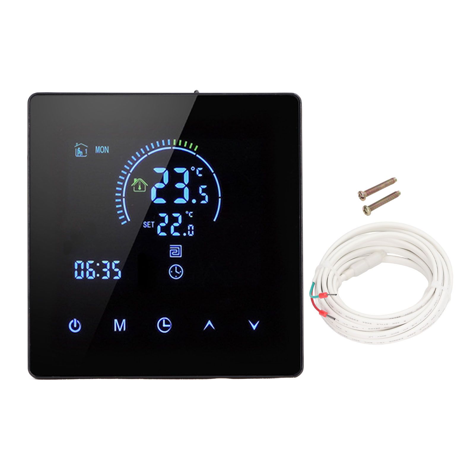 16A Digital Thermostat with LCD Display Programmable Thermostat Electric Heating Thermostat for Home Office Hotel AC 90V‑240V Black WiFi - Image 1