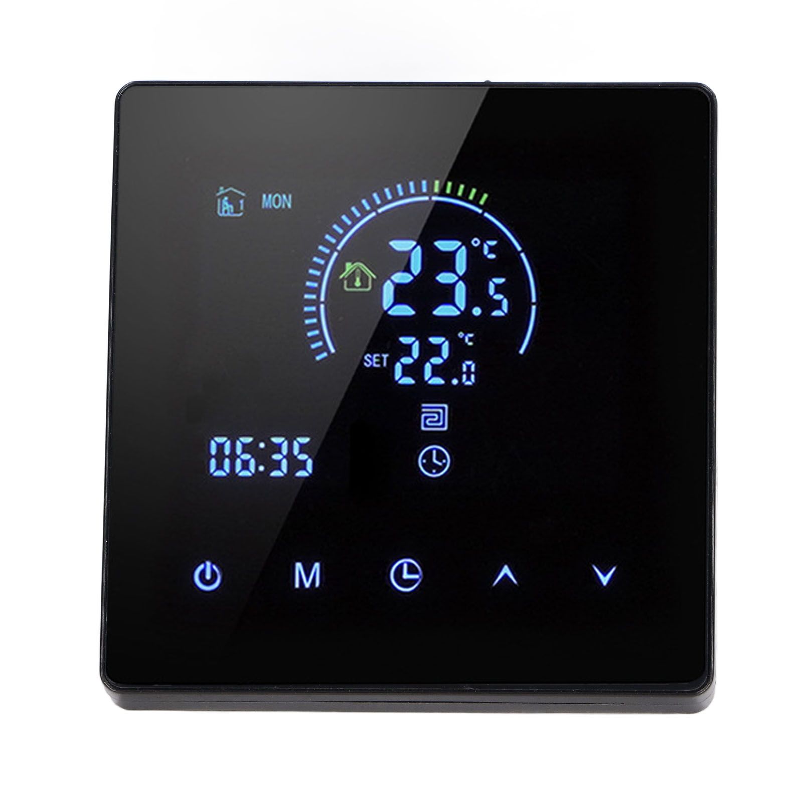 16A Digital Thermostat with LCD Display Programmable Thermostat Electric Heating Thermostat for Home Office Hotel AC 90V‑240V Black Without WiFi - Image 2