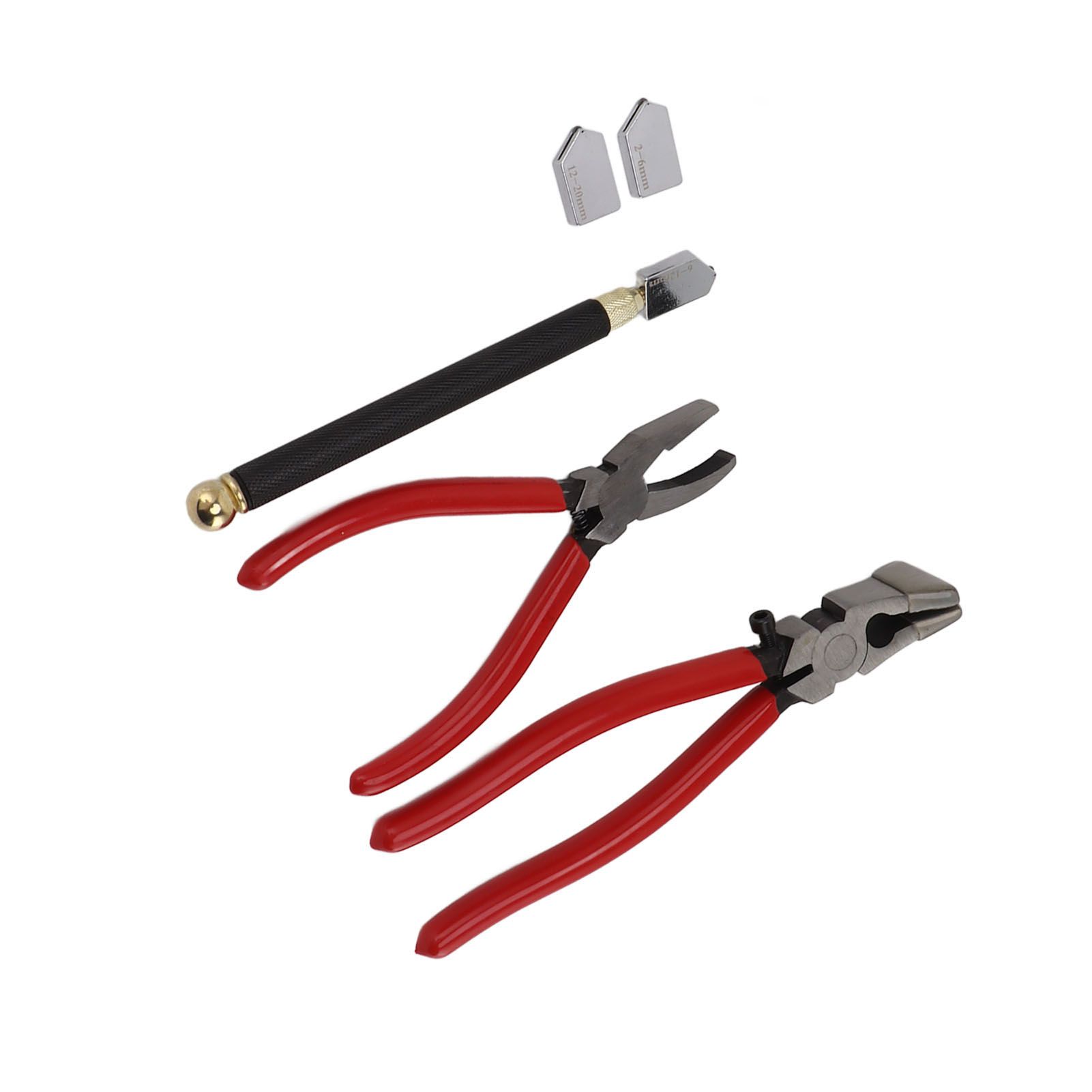 Glass Cutter Tool Kit Breaker Pliers Curve Jaw Glass Running Pliers Kit Glass Cutter Pen 2pcs Blades with Oil Dropper Screwdrive - Image 2