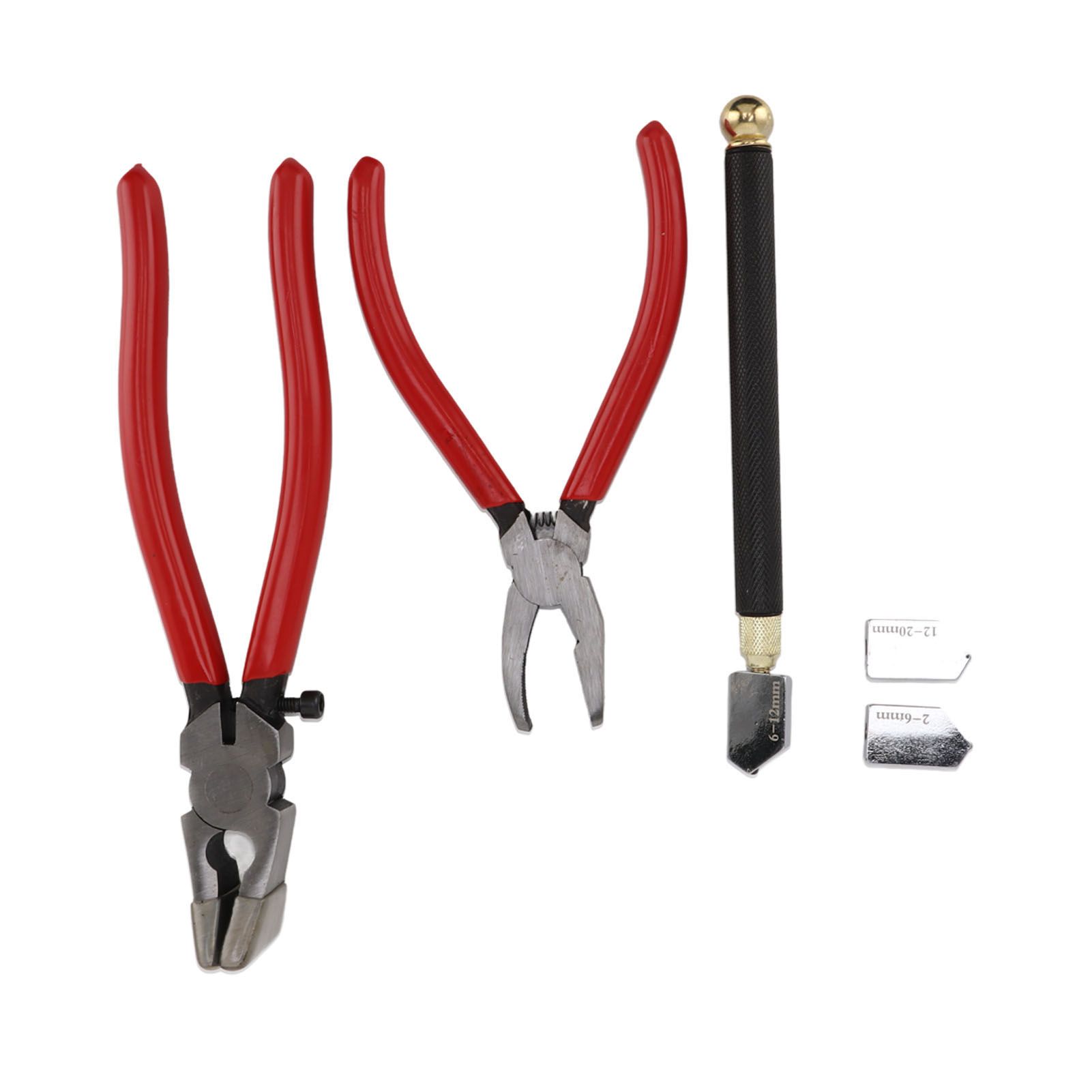 Glass Cutter Tool Kit Breaker Pliers Curve Jaw Glass Running Pliers Kit Glass Cutter Pen 2pcs Blades with Oil Dropper Screwdrive - Image 3