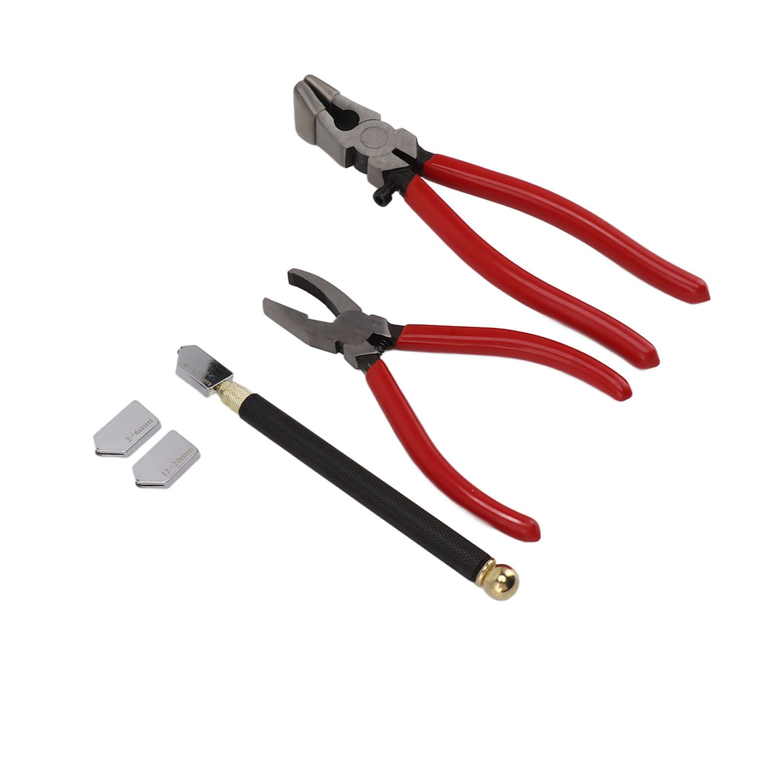 Glass Cutter Tool Kit Breaker Pliers Curve Jaw Glass Running Pliers Kit Glass Cutter Pen 2pcs Blades with Oil Dropper Screwdrive - Image 7
