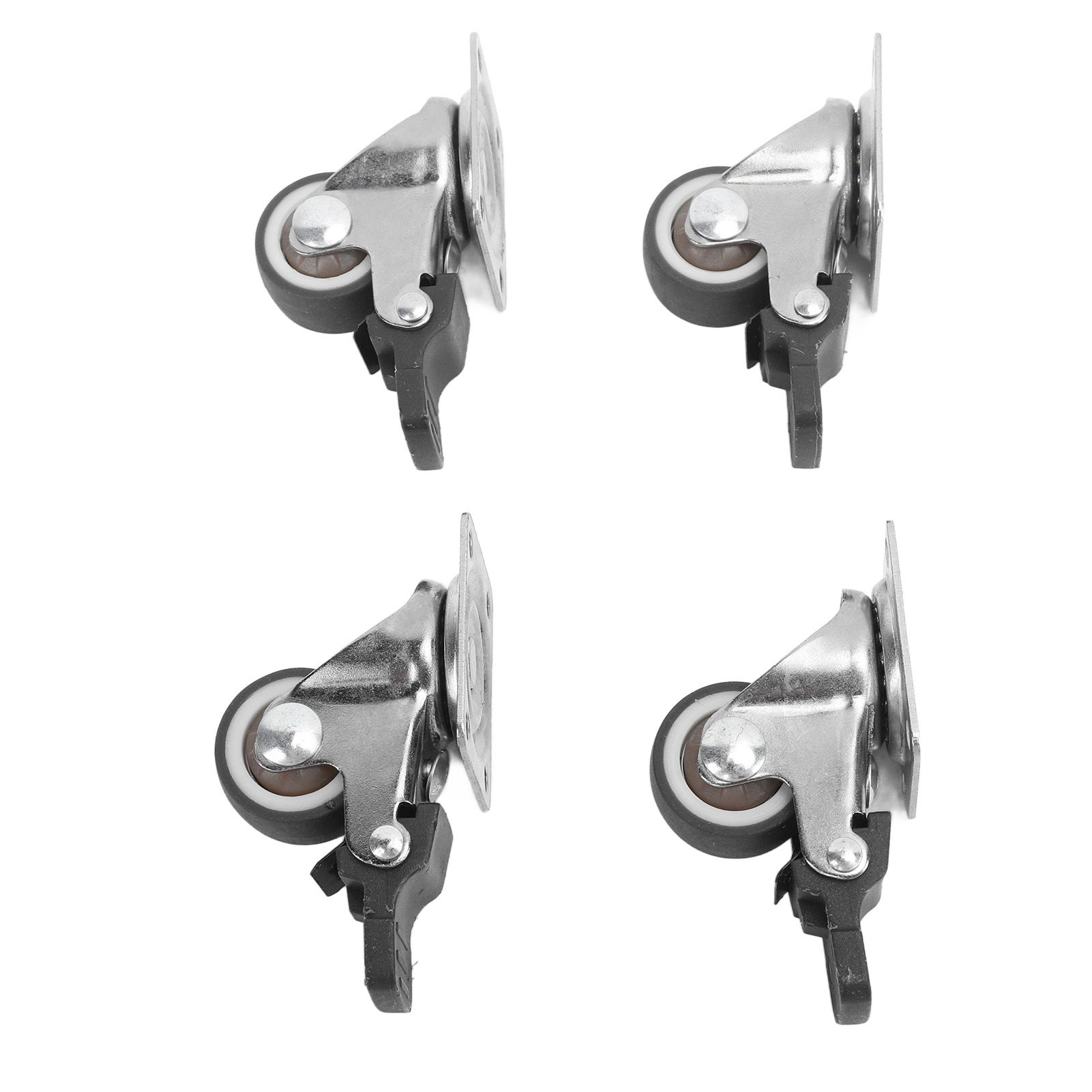 4Pcs Small Caster Wheels 1in Diameter Steel Rubber Rotating Locking Brake Plate Casters with 16 Screws for Furniture - Image 8