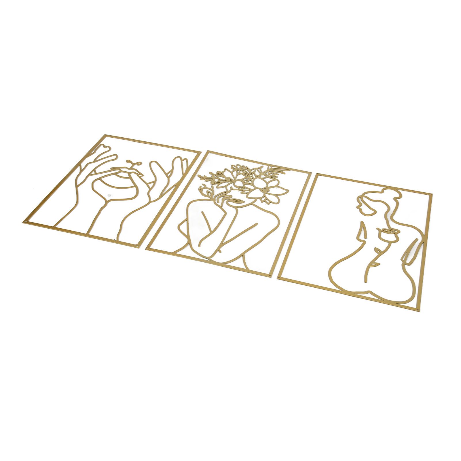 Single Line Art Wall Decor Iron Minimalist Female Line Drawing Home Hanging Wall Decor for Bedroom Kitchen Bathroom Living Room Gold 3PCS - Image 8