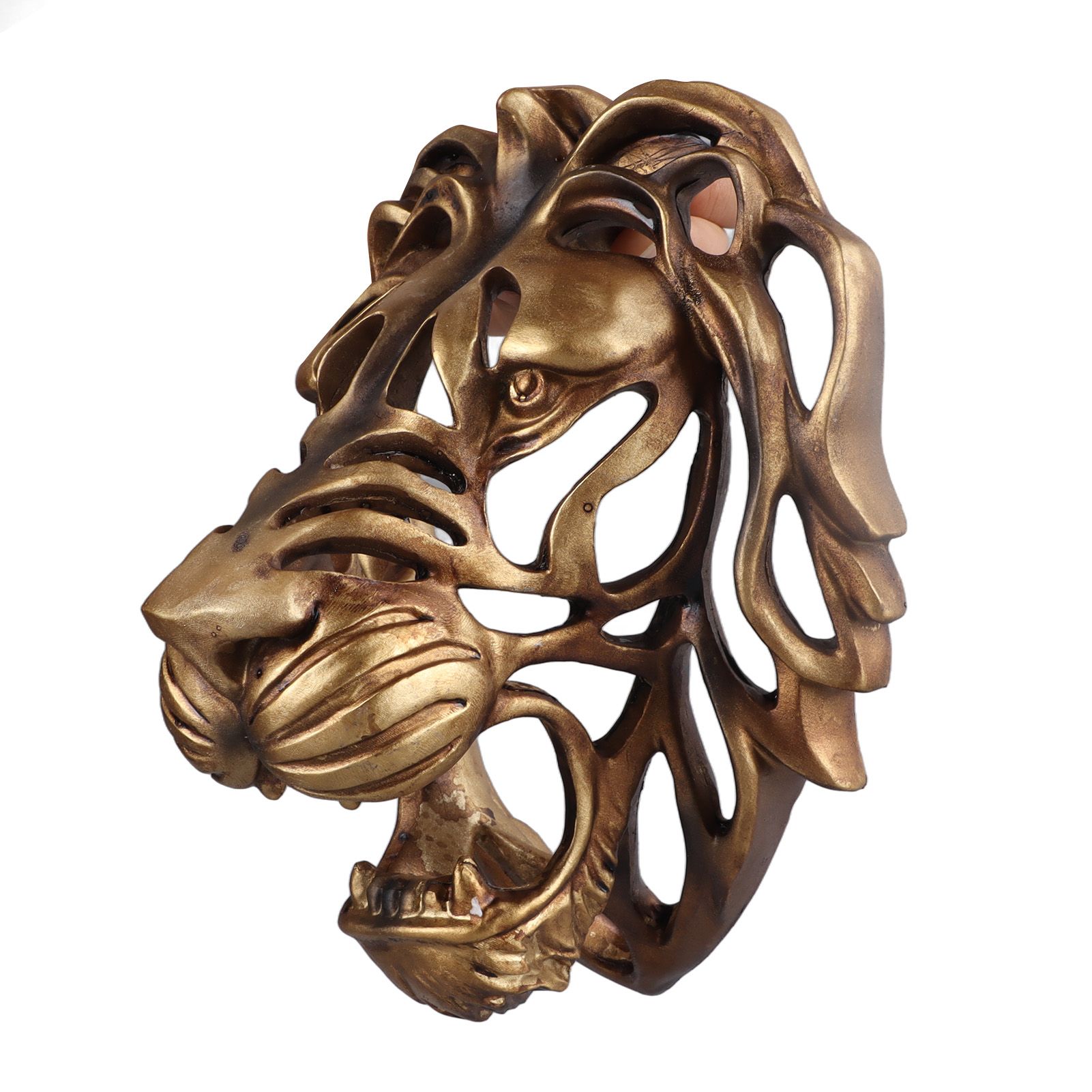 Lion Head Art Wall Decor Resin Vivid Lion Head Wall Mounted Art Sculpture for Living Room - Image 2