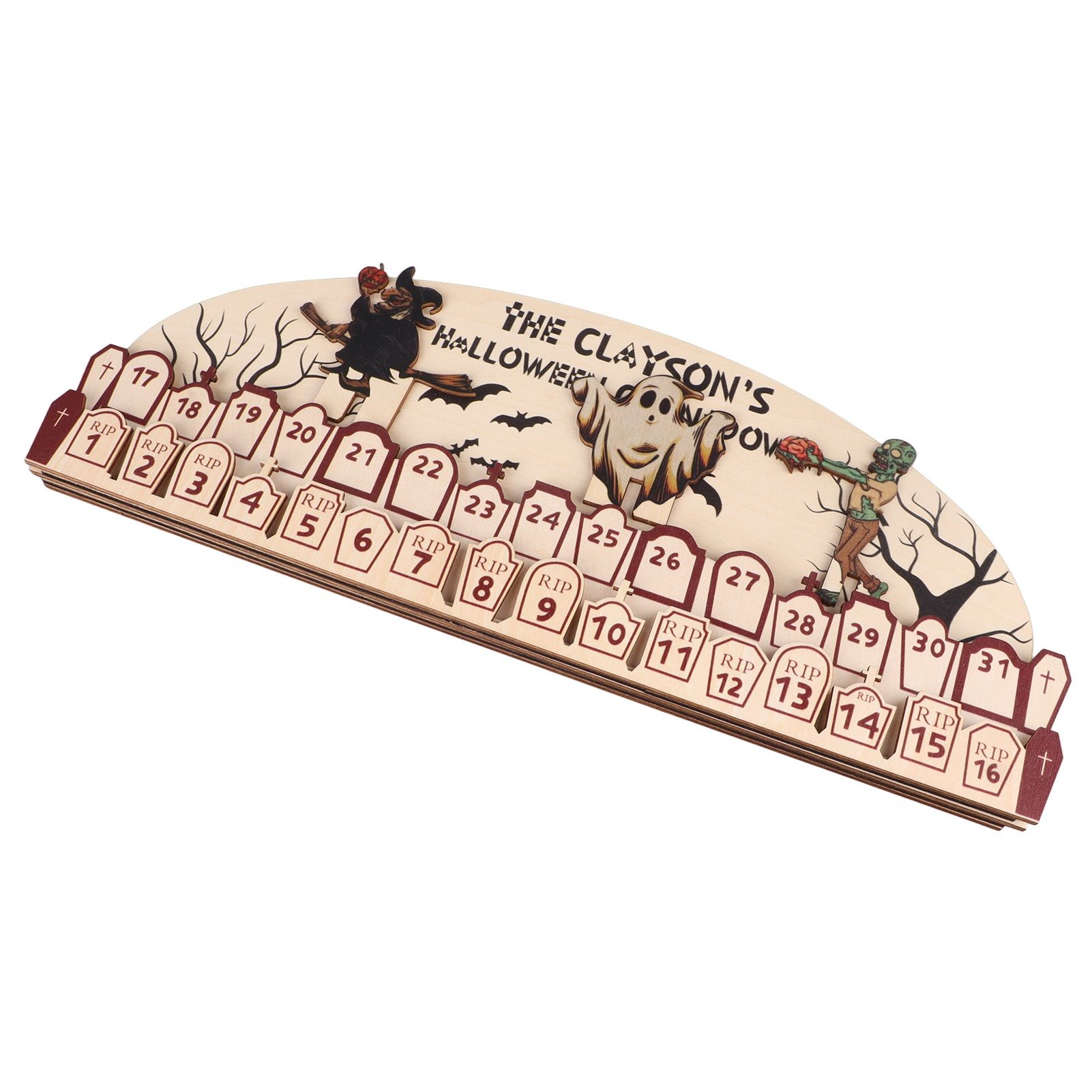 Halloween Advent Calendar 2023 31 Days Halloween Moving Wooden Block Countdown Calendar for Home Decor Holiday Ornament Gift - Image 4