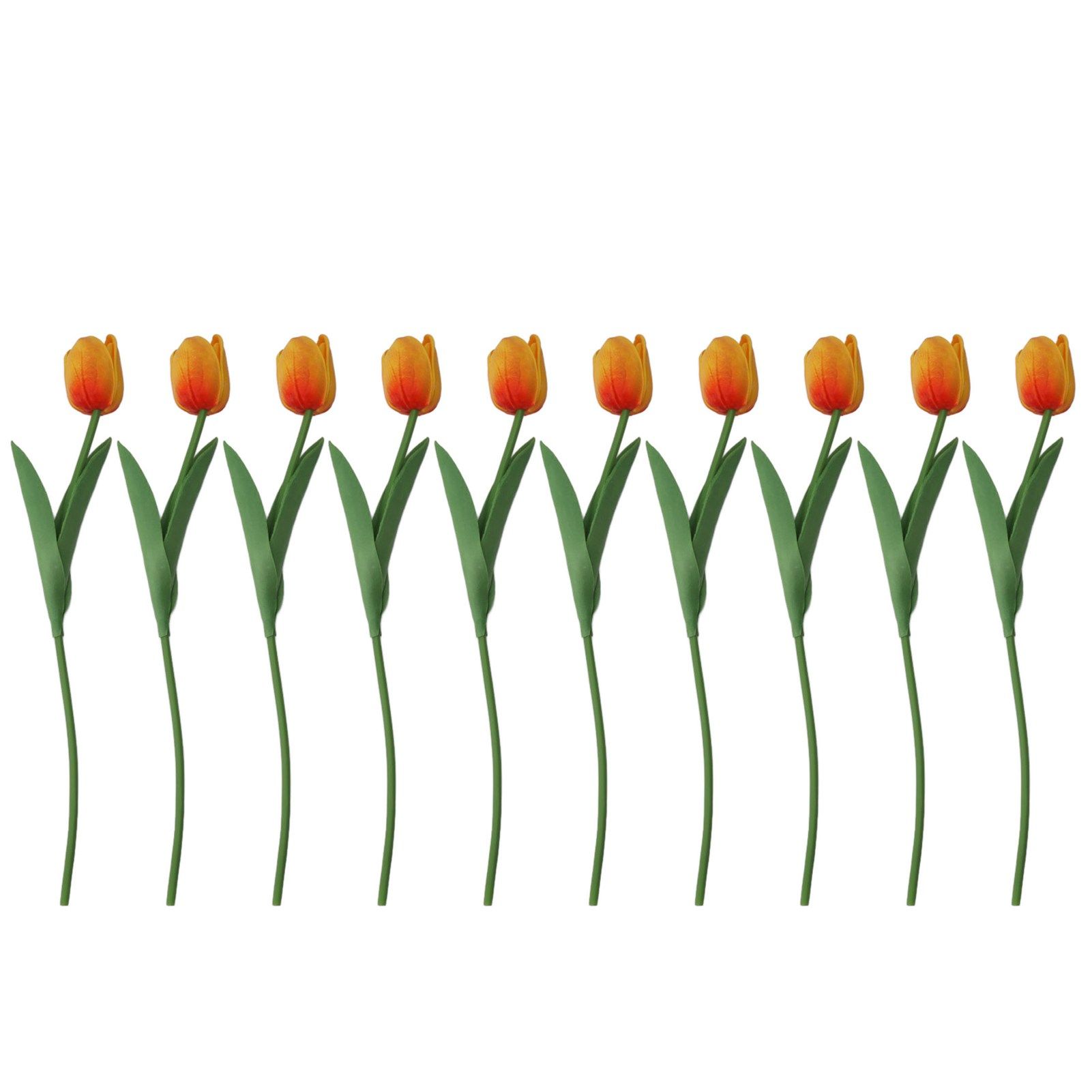 10PCS Artificial Tulips Real Touch PU Tulips Flowers for Wedding Bouquet Home Party Office Decor Orange - Image 1