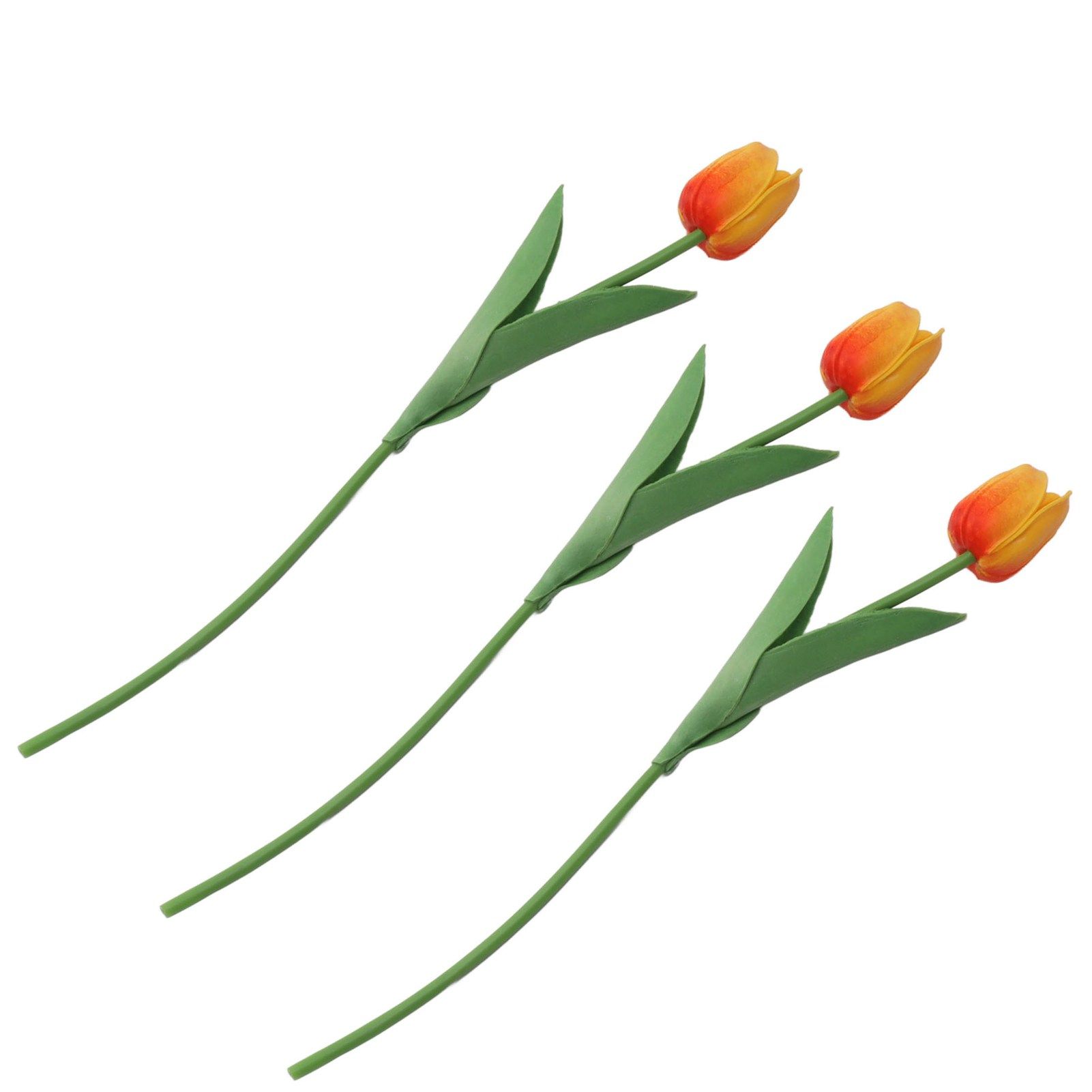10PCS Artificial Tulips Real Touch PU Tulips Flowers for Wedding Bouquet Home Party Office Decor Orange - Image 3