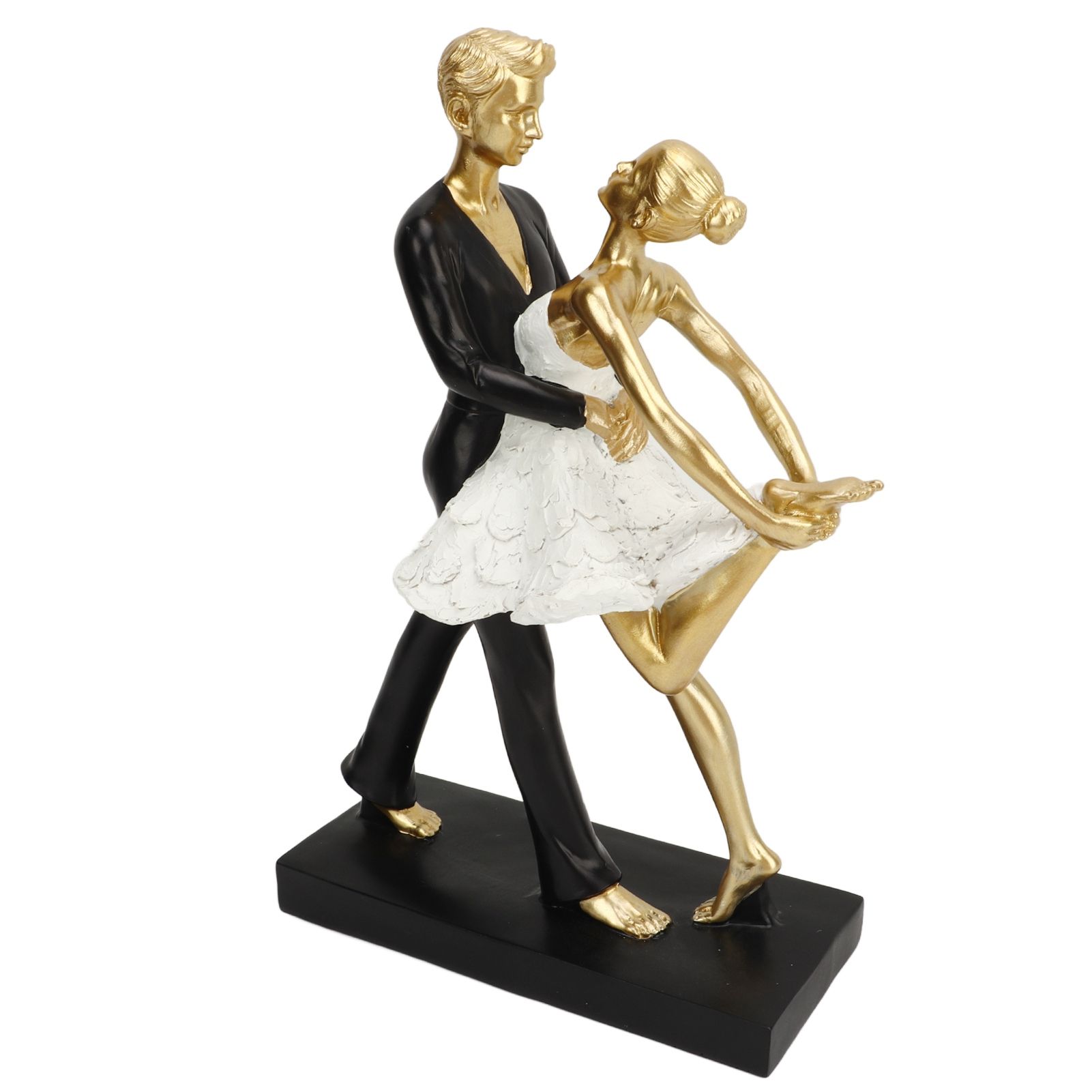 Romantic Couple Dancing Sculpture Decoration Resin Elegant Couple Ballet Dancer Statue Figurine Ornament Gold 7130W‑01 - Image 1