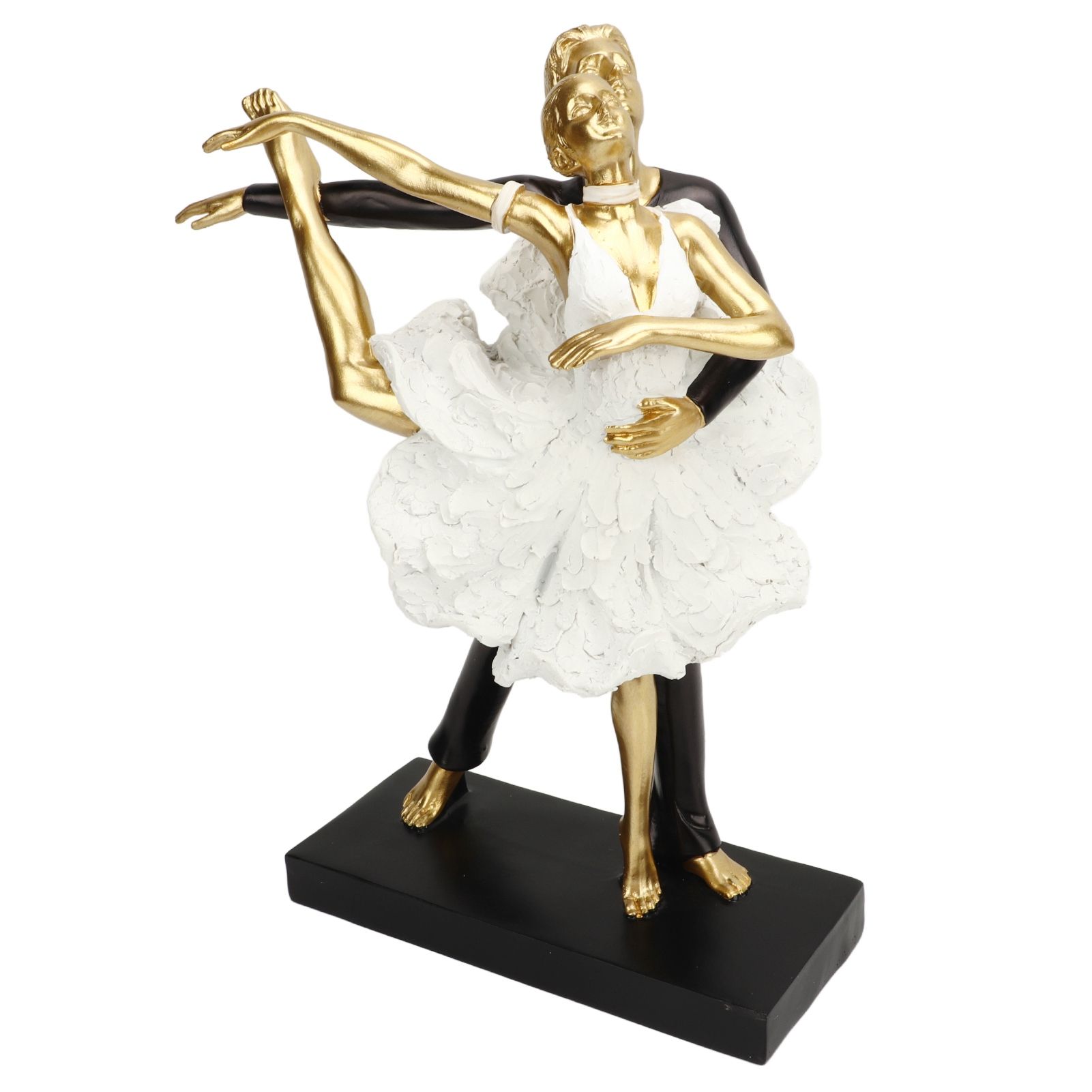 Romantic Couple Dancing Sculpture Decoration Resin Elegant Couple Ballet Dancer Statue Figurine Ornament Gold 7130W‑02 - Image 1