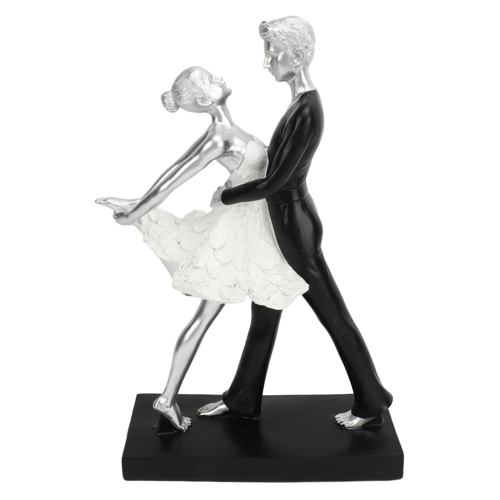 Couple Dancing Sculpture Modern Simple Innovative Resin Hand Crafted Couple Dancing Abstract Statue Silver Hugging Double Ballet Dance - Image 2