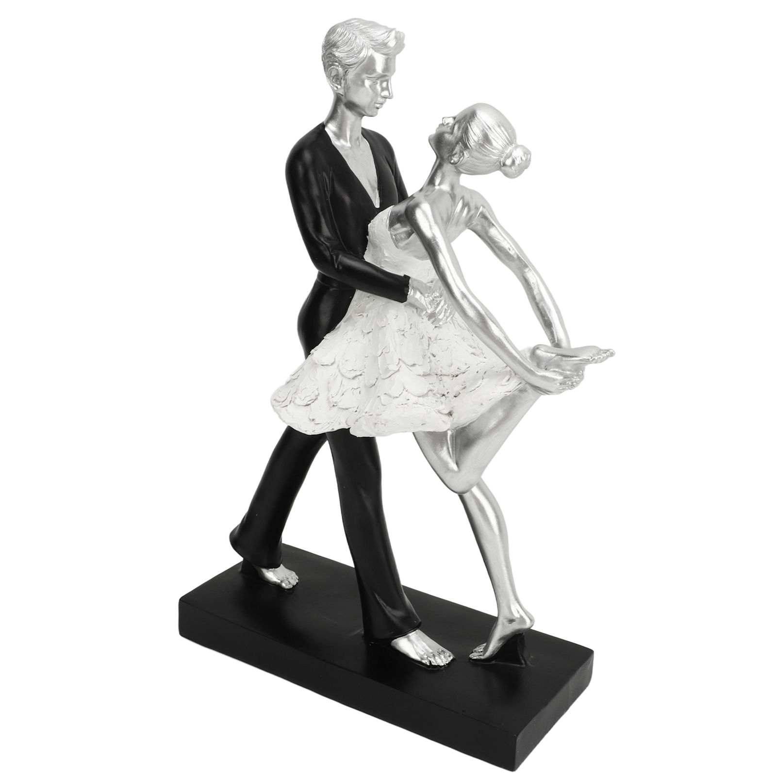 Couple Dancing Sculpture Modern Simple Innovative Resin Hand Crafted Couple Dancing Abstract Statue Silver Hugging Double Ballet Dance - Image 3