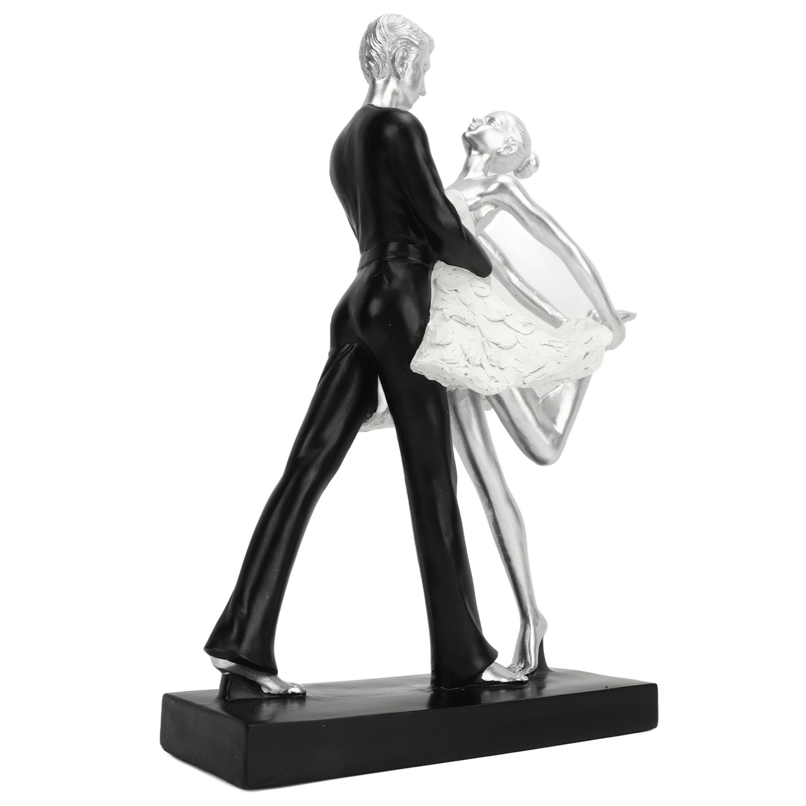 Couple Dancing Sculpture Modern Simple Innovative Resin Hand Crafted Couple Dancing Abstract Statue Silver Hugging Double Ballet Dance - Image 4