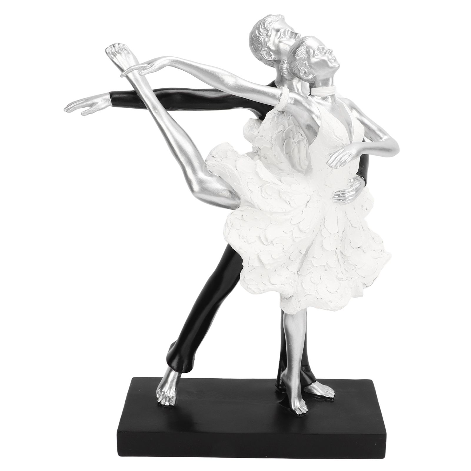 Couple Dancing Sculpture Modern Simple Innovative Resin Hand Crafted Couple Dancing Abstract Statue Silver Ballet Dance for Two People - Image 1