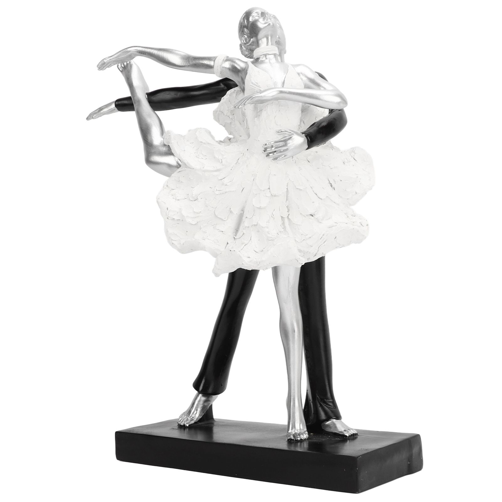 Couple Dancing Sculpture Modern Simple Innovative Resin Hand Crafted Couple Dancing Abstract Statue Silver Ballet Dance for Two People - Image 2
