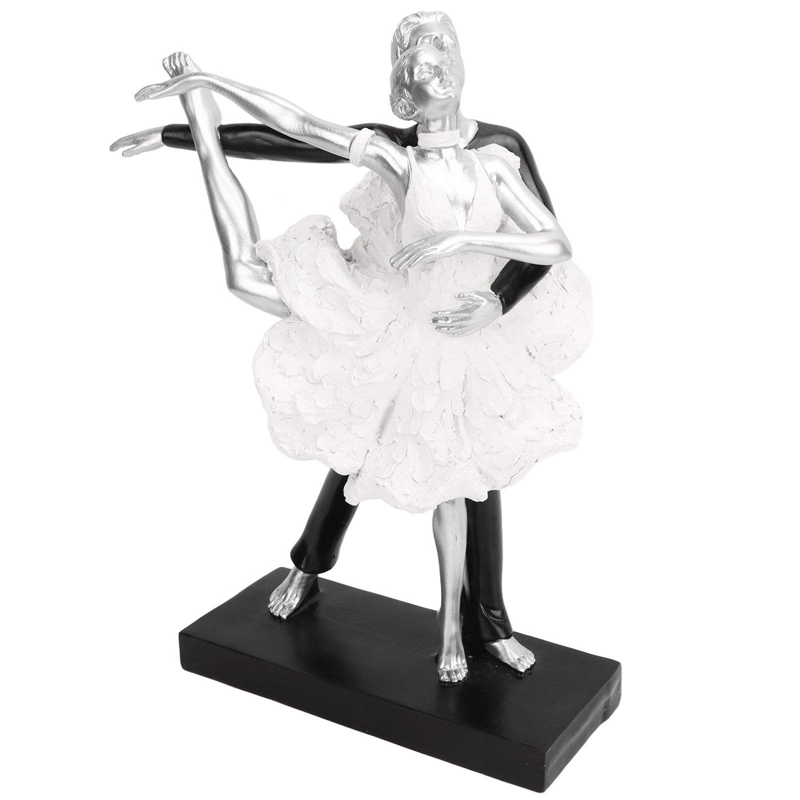 Couple Dancing Sculpture Modern Simple Innovative Resin Hand Crafted Couple Dancing Abstract Statue Silver Ballet Dance for Two People - Image 3