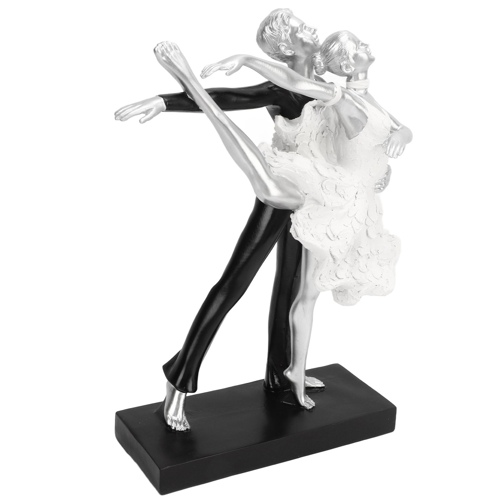 Couple Dancing Sculpture Modern Simple Innovative Resin Hand Crafted Couple Dancing Abstract Statue Silver Ballet Dance for Two People - Image 4