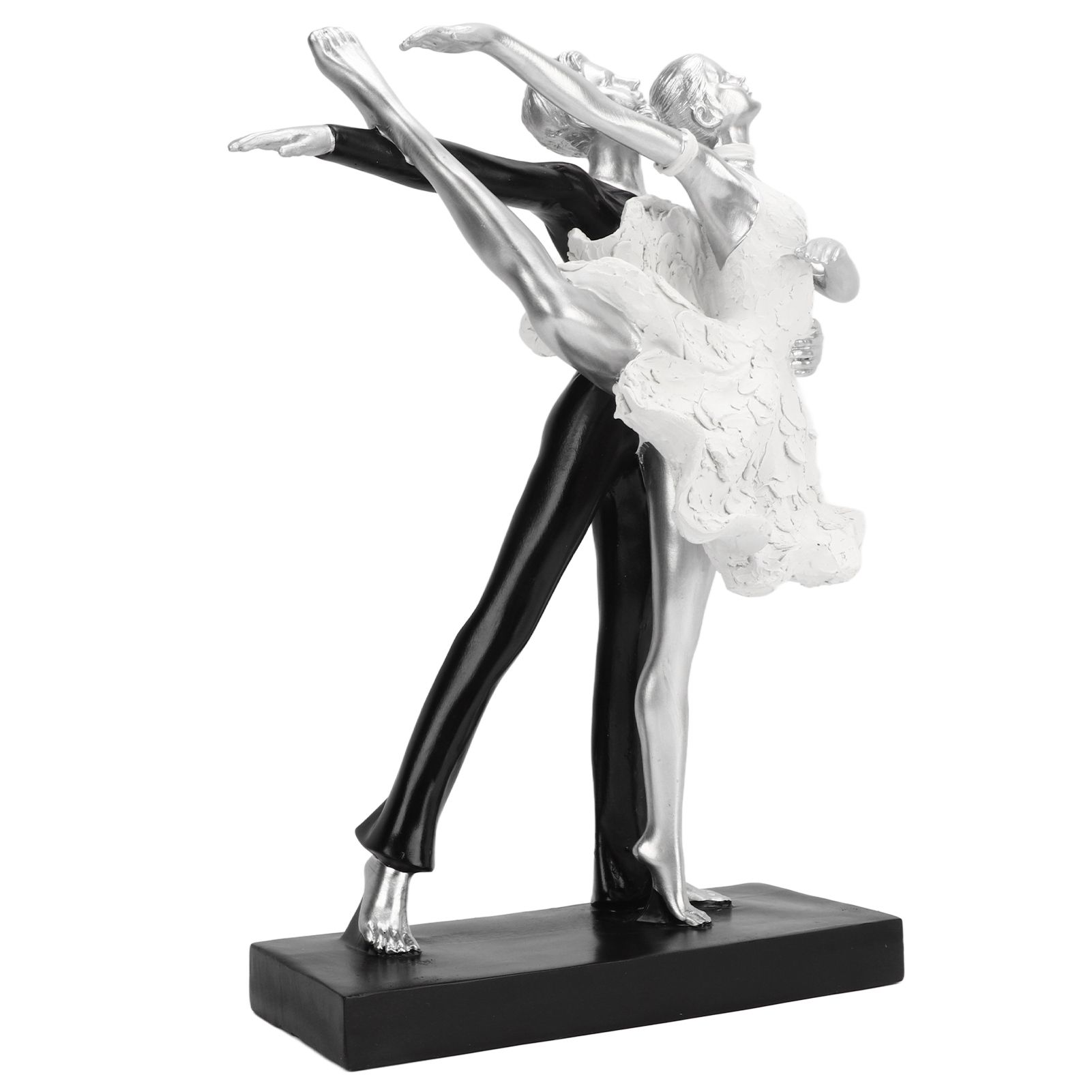 Couple Dancing Sculpture Modern Simple Innovative Resin Hand Crafted Couple Dancing Abstract Statue Silver Ballet Dance for Two People - Image 5