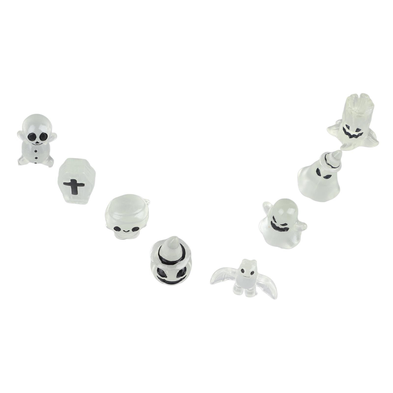 8 Pcs Halloween Ornaments Miniature Luminous Tombstone Pumpkin Skull Ghost Garden Decor - Image 6