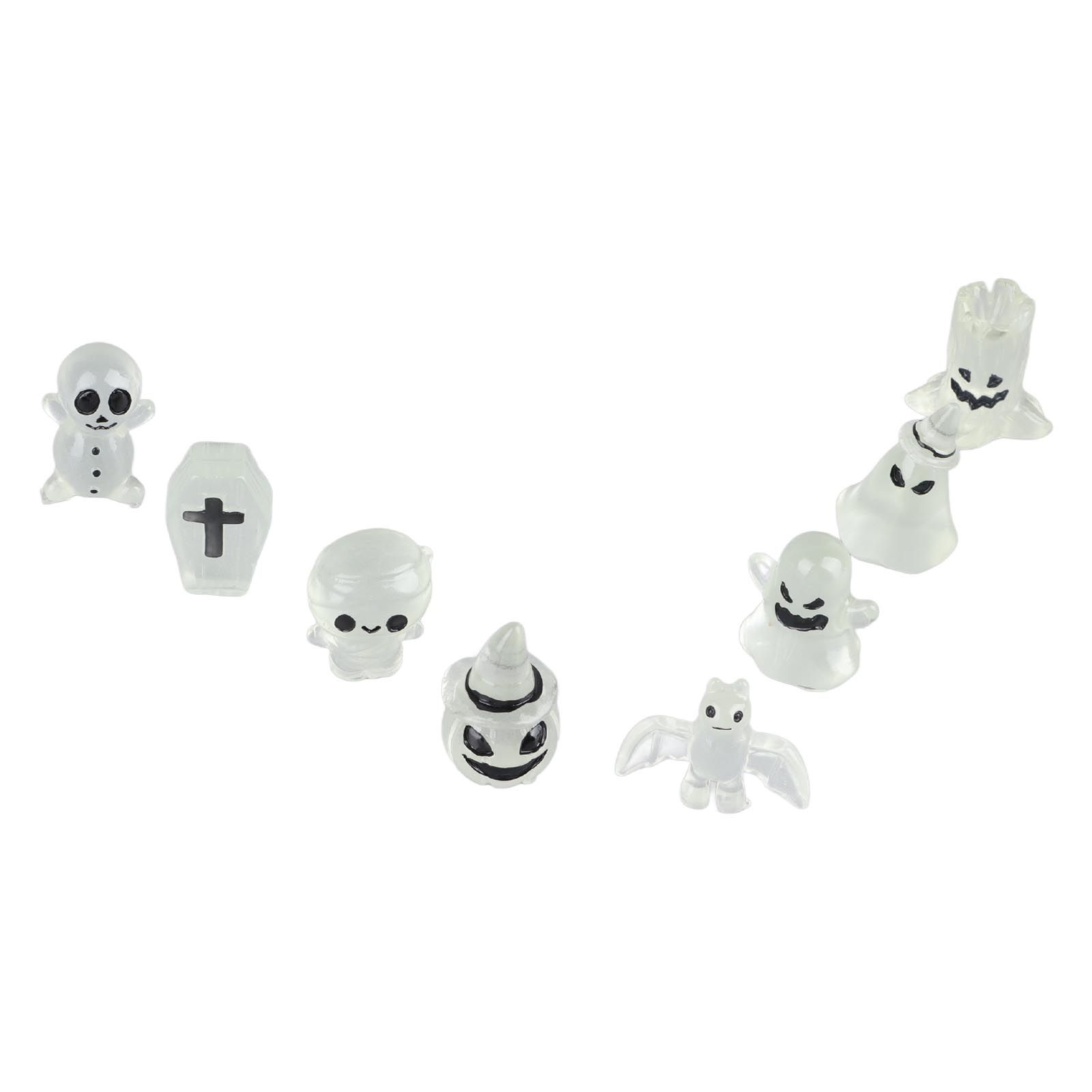 8 Pcs Halloween Ornaments Miniature Luminous Tombstone Pumpkin Skull Ghost Garden Decor - Image 7