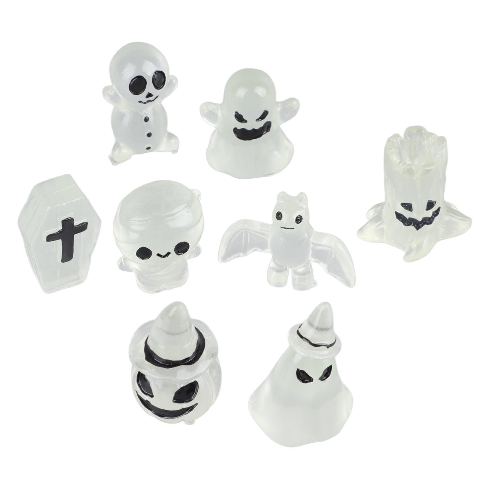 8 Pcs Halloween Ornaments Miniature Luminous Tombstone Pumpkin Skull Ghost Garden Decor - Image 8