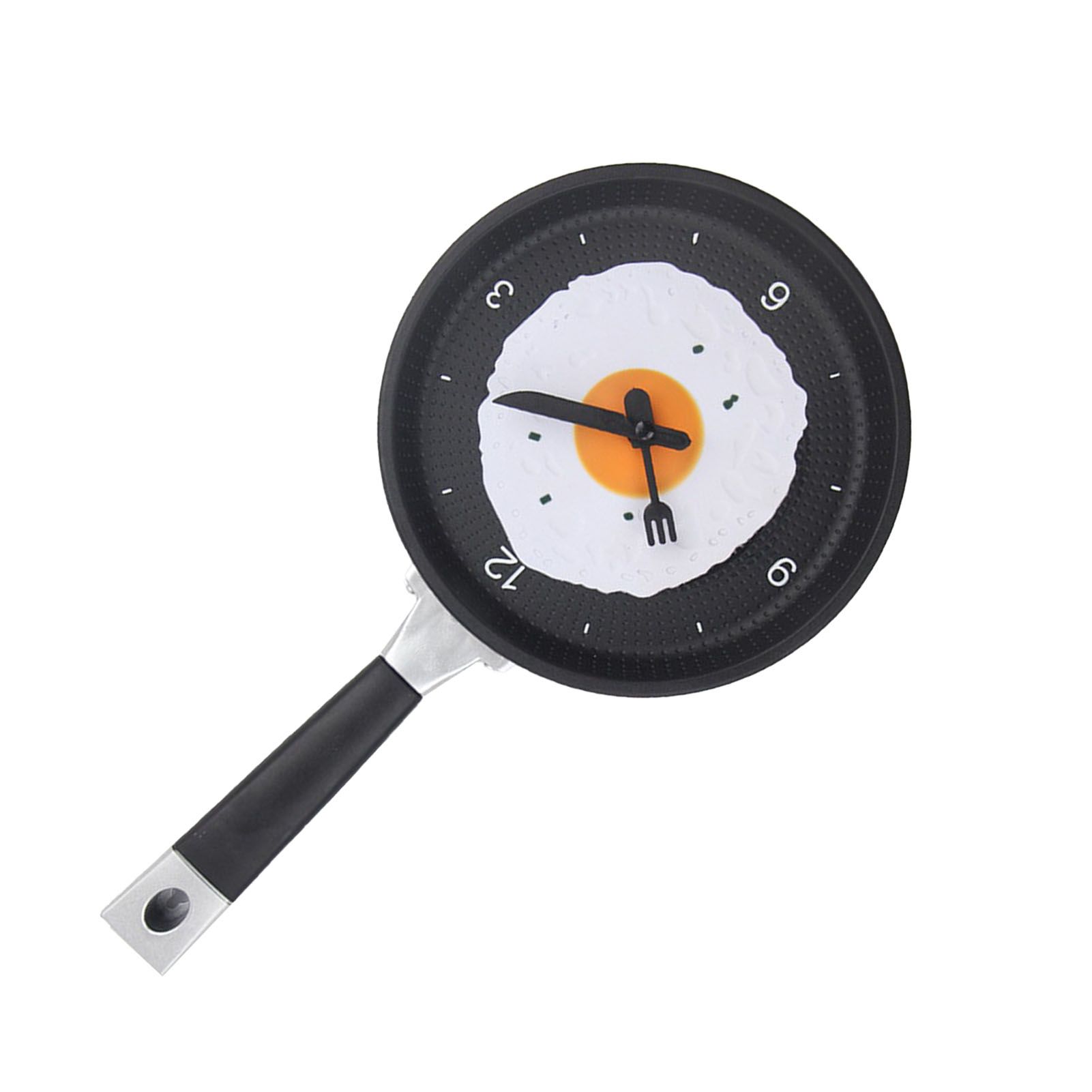 Wall Clock ABS Fried Egg Frying Pan Shape Silent Battery Operated Wall Clock for Bedroom Living Room Kitchen Black - Image 3
