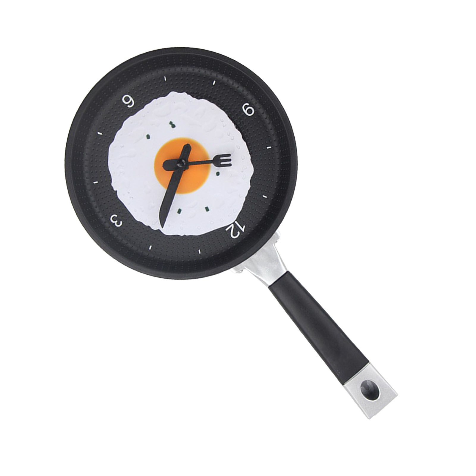 Wall Clock ABS Fried Egg Frying Pan Shape Silent Battery Operated Wall Clock for Bedroom Living Room Kitchen Black - Image 4