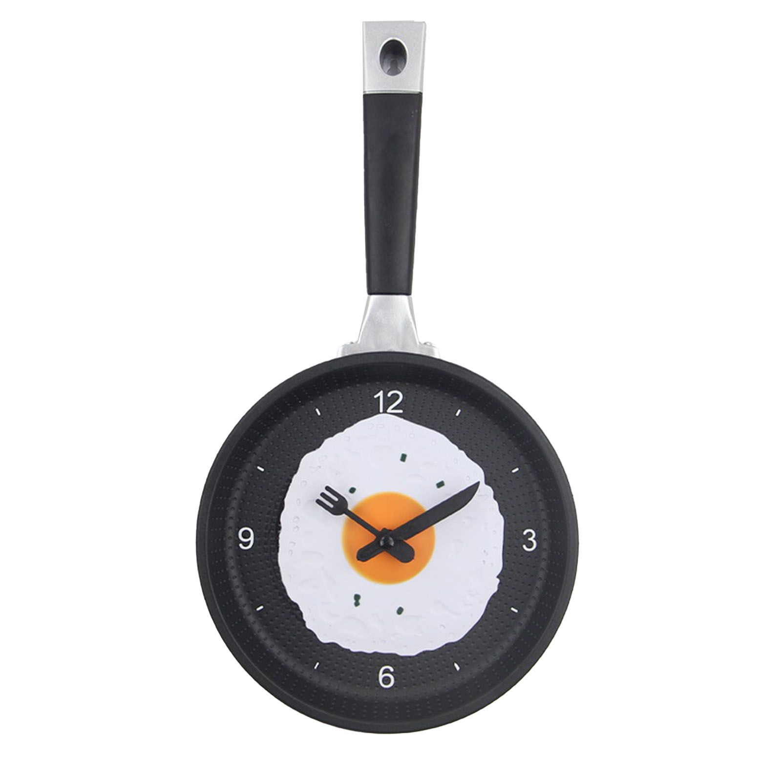 Wall Clock ABS Fried Egg Frying Pan Shape Silent Battery Operated Wall Clock for Bedroom Living Room Kitchen Pink - Image 1