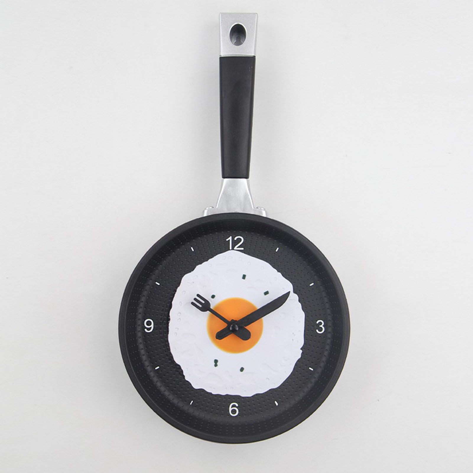 Wall Clock ABS Fried Egg Frying Pan Shape Silent Battery Operated Wall Clock for Bedroom Living Room Kitchen Pink - Image 5