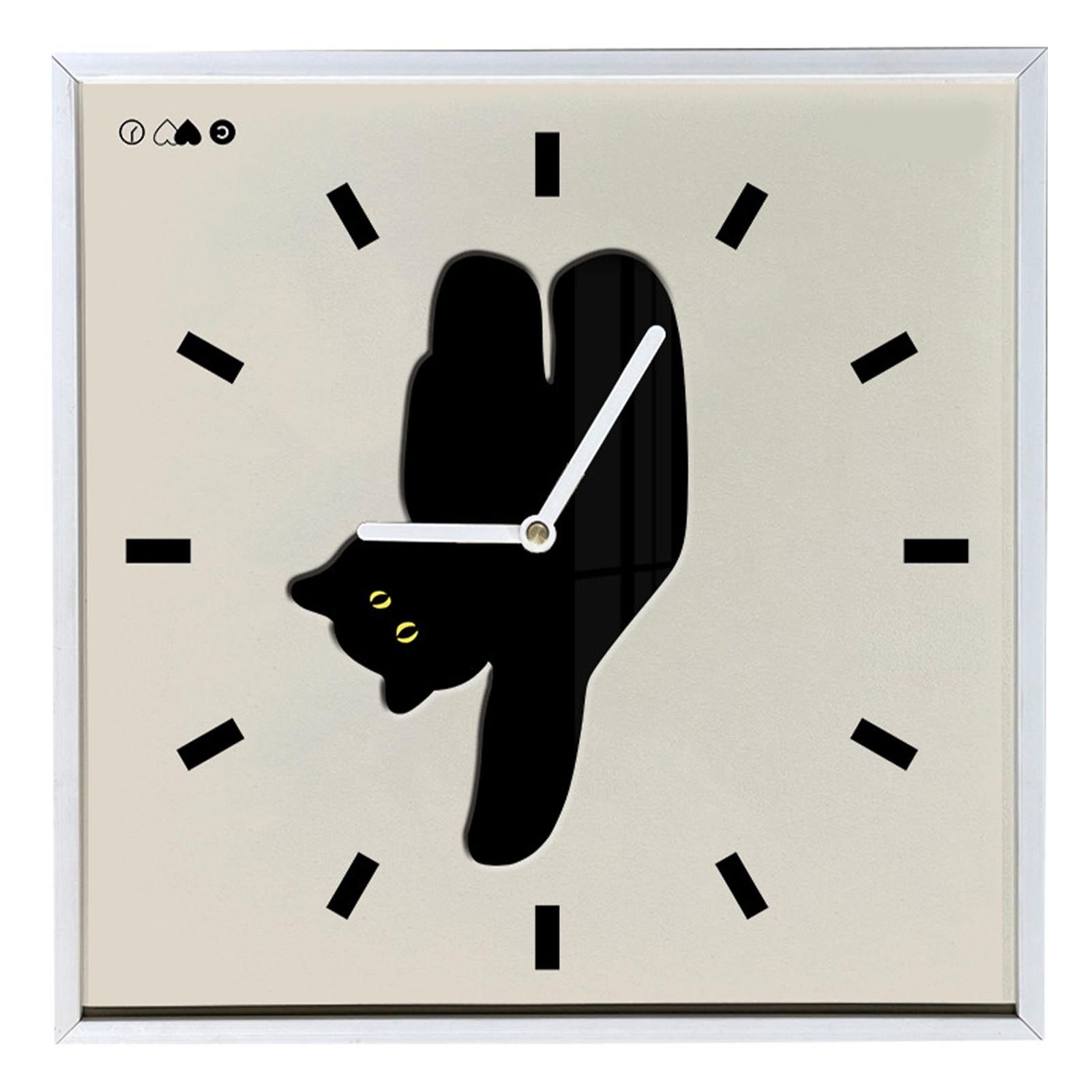 Wall Clock Innovative Nordic Style Cute Cat Pattern Silent Prevents Ticking Living Room Wall Clock for Kitchen Bedroom 30x30cm / 11.8x11.8in - Image 4