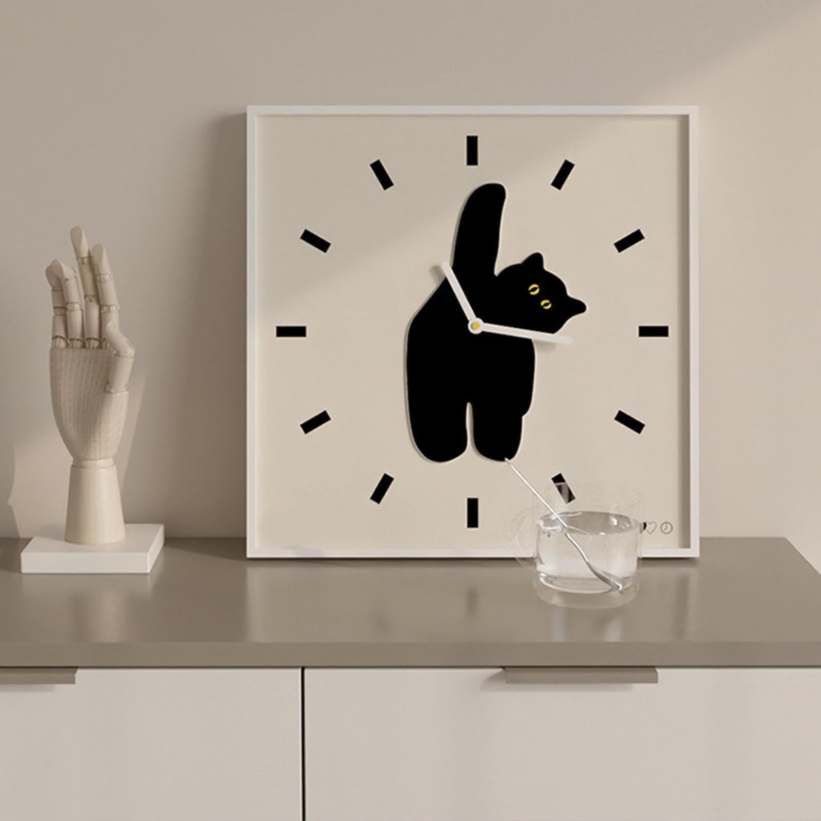 Wall Clock Innovative Nordic Style Cute Cat Pattern Silent Prevents Ticking Living Room Wall Clock for Kitchen Bedroom 30x30cm / 11.8x11.8in - Image 6