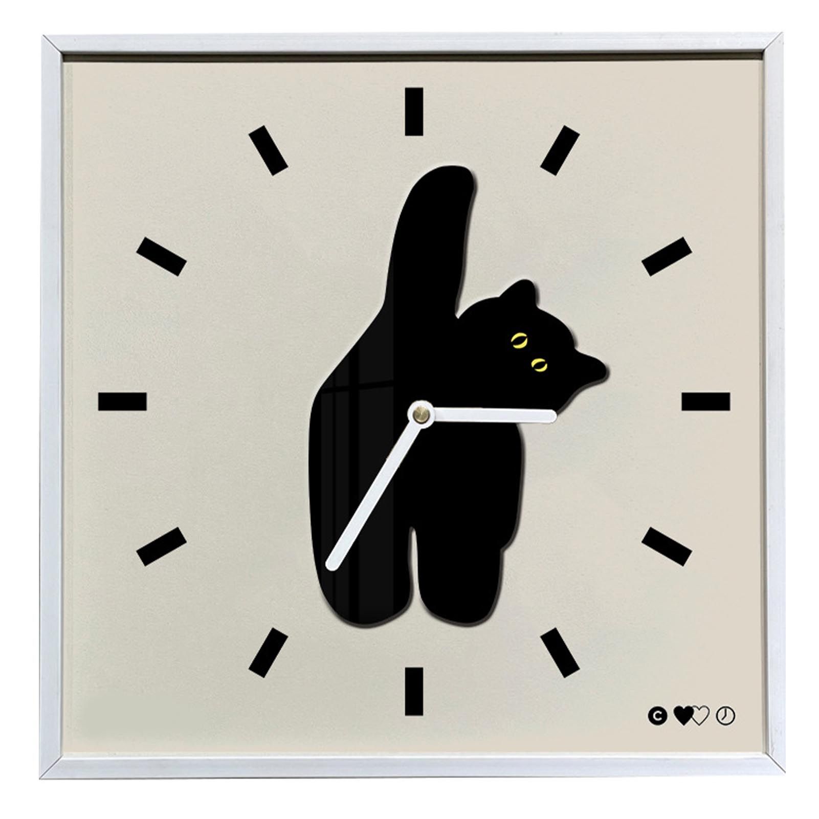 Wall Clock Innovative Nordic Style Cute Cat Pattern Silent Prevents Ticking Living Room Wall Clock for Kitchen Bedroom 40x40cm / 15.7x15.7in - Image 1