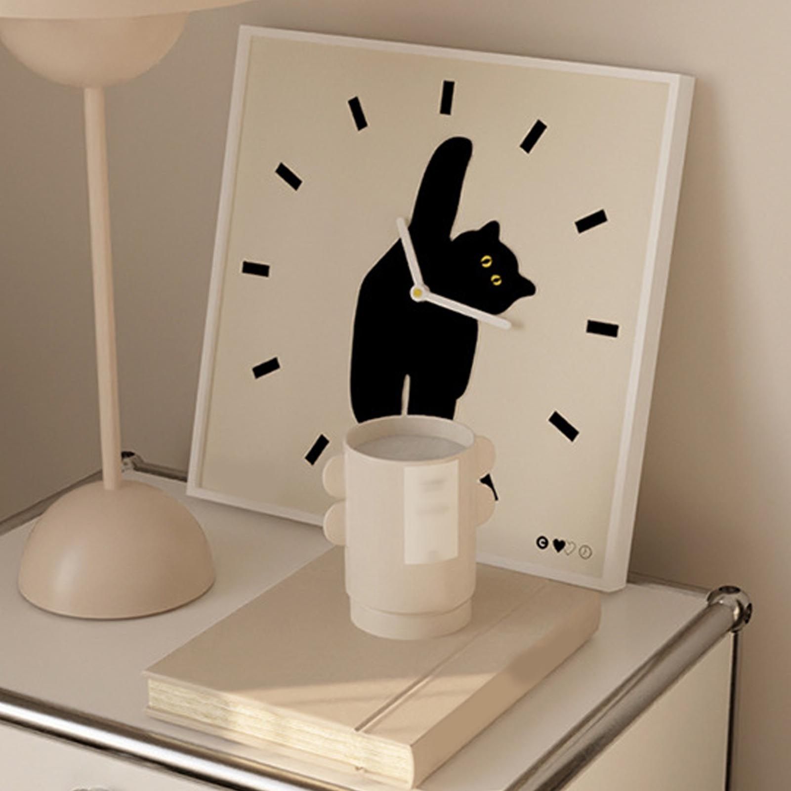 Wall Clock Innovative Nordic Style Cute Cat Pattern Silent Prevents Ticking Living Room Wall Clock for Kitchen Bedroom 40x40cm / 15.7x15.7in - Image 5