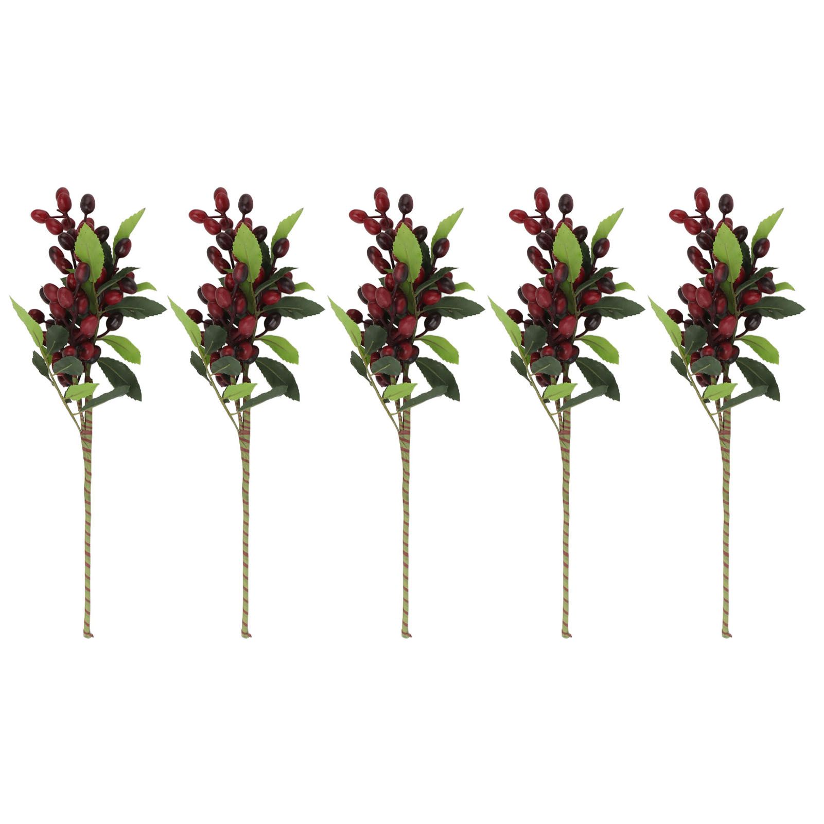 5PCS Artificial Berries Artificial Pip Berry Stems Decoration for Living Room Office Red - Image 1