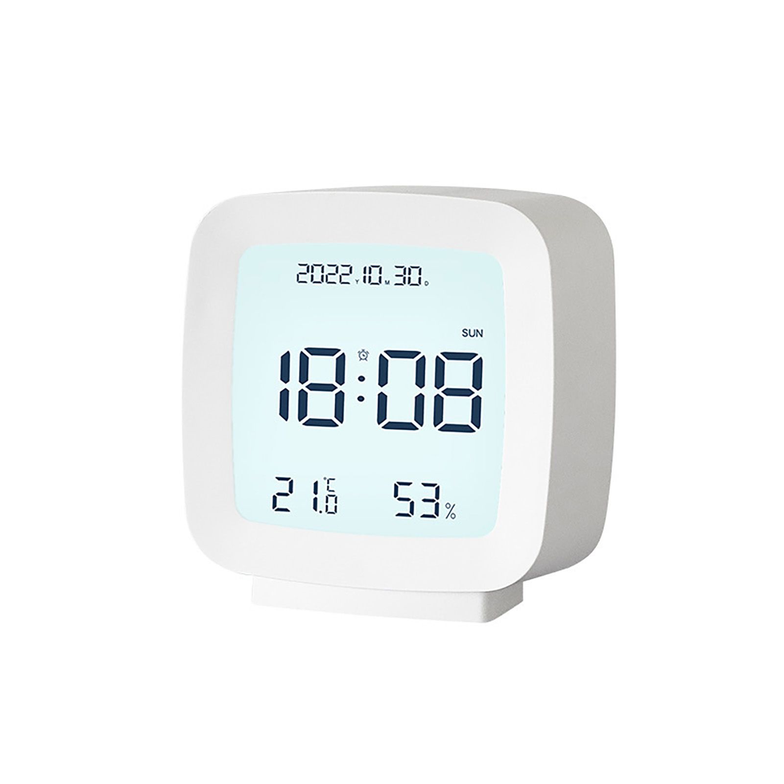 Kids Alarm Clock LED Digital Indoor Alarm Clocks with Temperature and Humidity Display for Kids White - Image 1