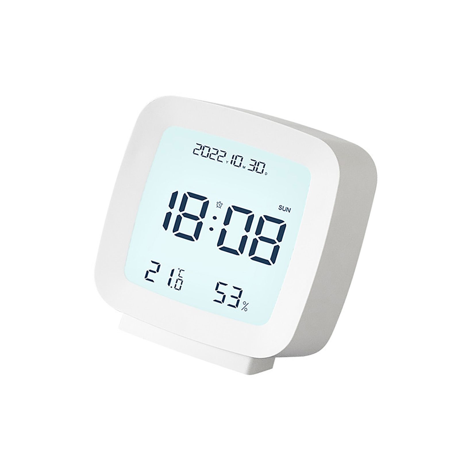 Kids Alarm Clock LED Digital Indoor Alarm Clocks with Temperature and Humidity Display for Kids White - Image 2
