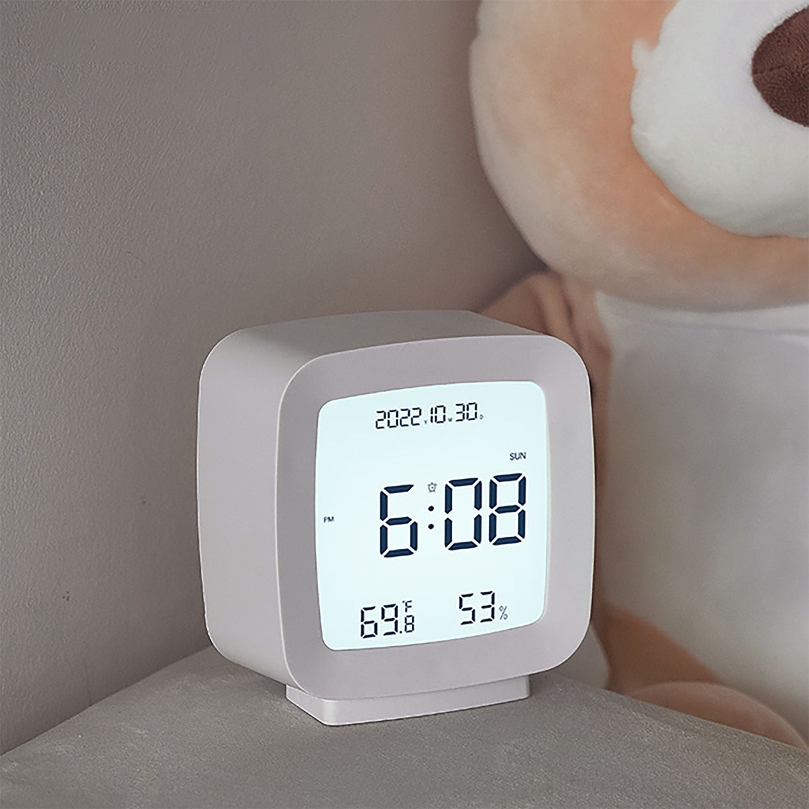 Kids Alarm Clock LED Digital Indoor Alarm Clocks with Temperature and Humidity Display for Kids White - Image 4
