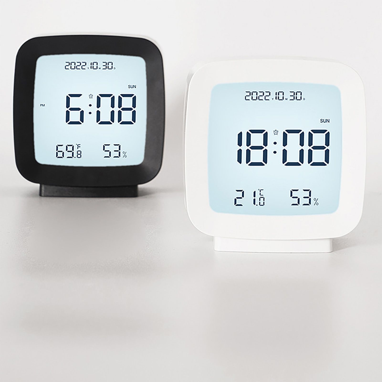 Kids Alarm Clock LED Digital Indoor Alarm Clocks with Temperature and Humidity Display for Kids White - Image 5