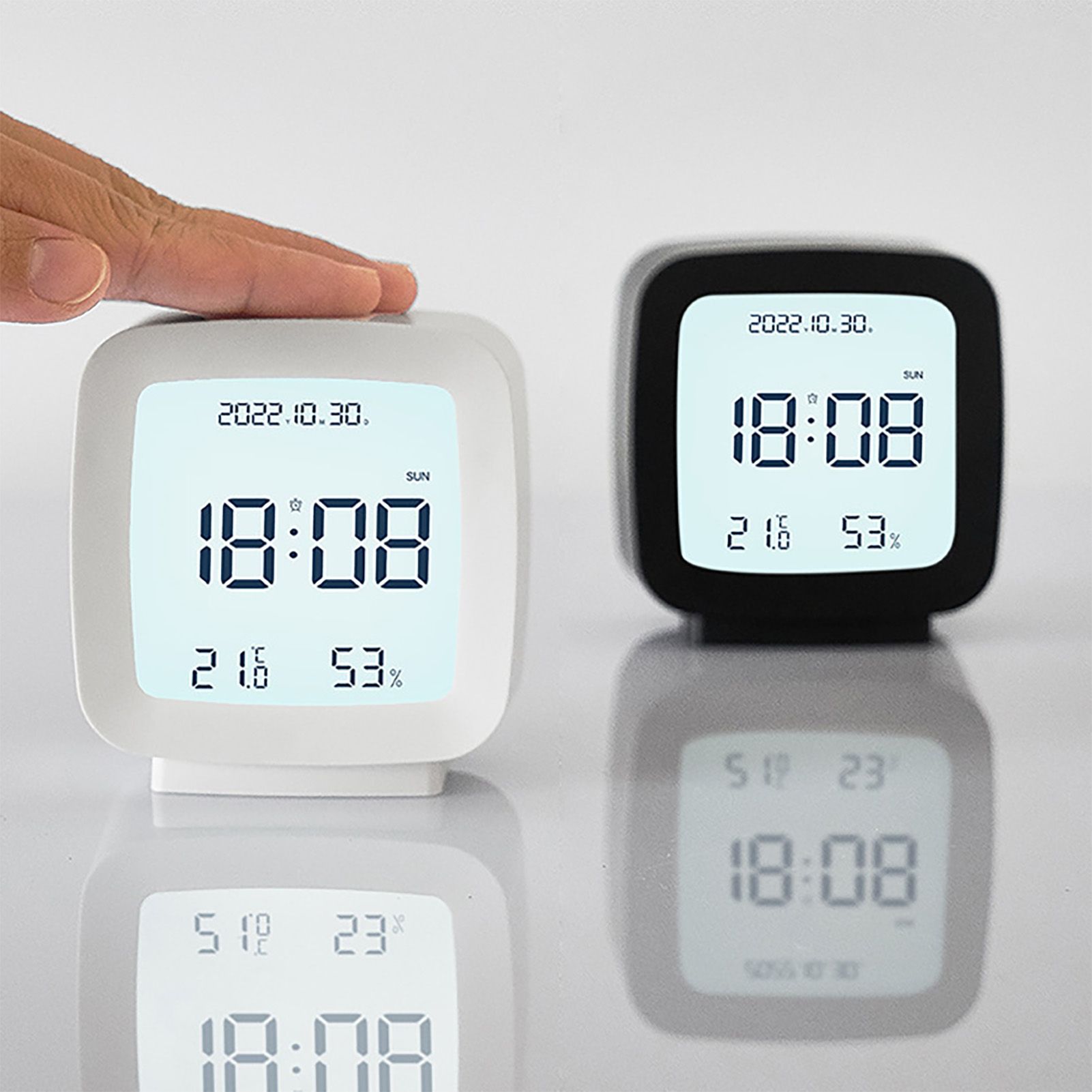 Kids Alarm Clock LED Digital Indoor Alarm Clocks with Temperature and Humidity Display for Kids White - Image 7