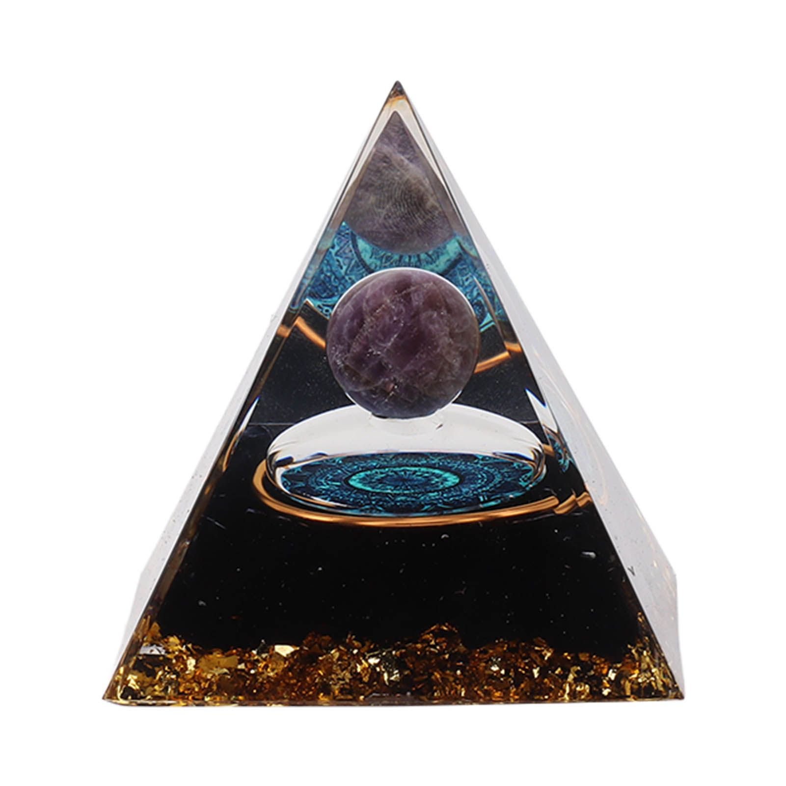 Crystal Epoxy Pyramid Decoration Hand Made 6cm Home Pyramid Desktop Ornament for Positive Energy - Image 1