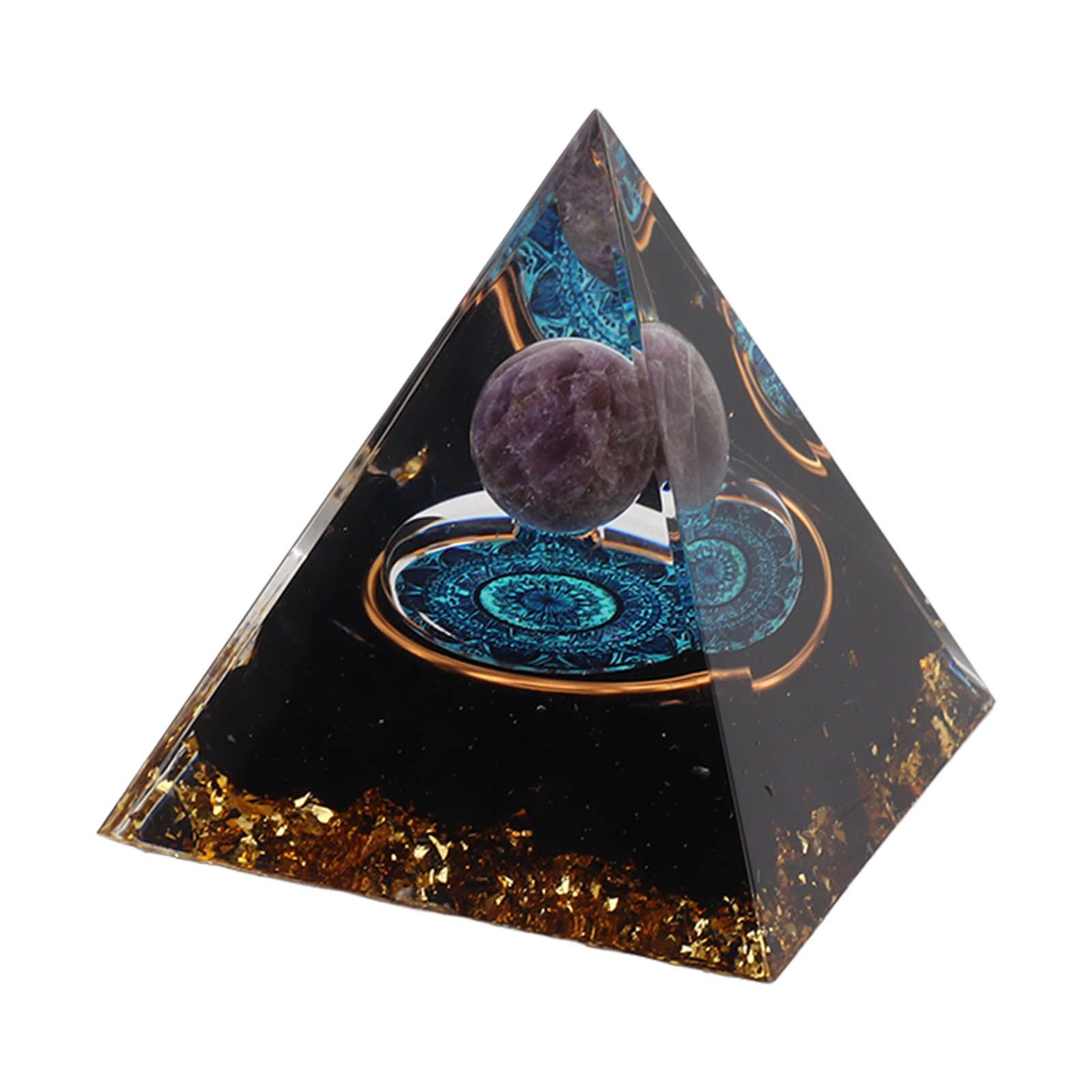 Crystal Epoxy Pyramid Decoration Hand Made 6cm Home Pyramid Desktop Ornament for Positive Energy - Image 2