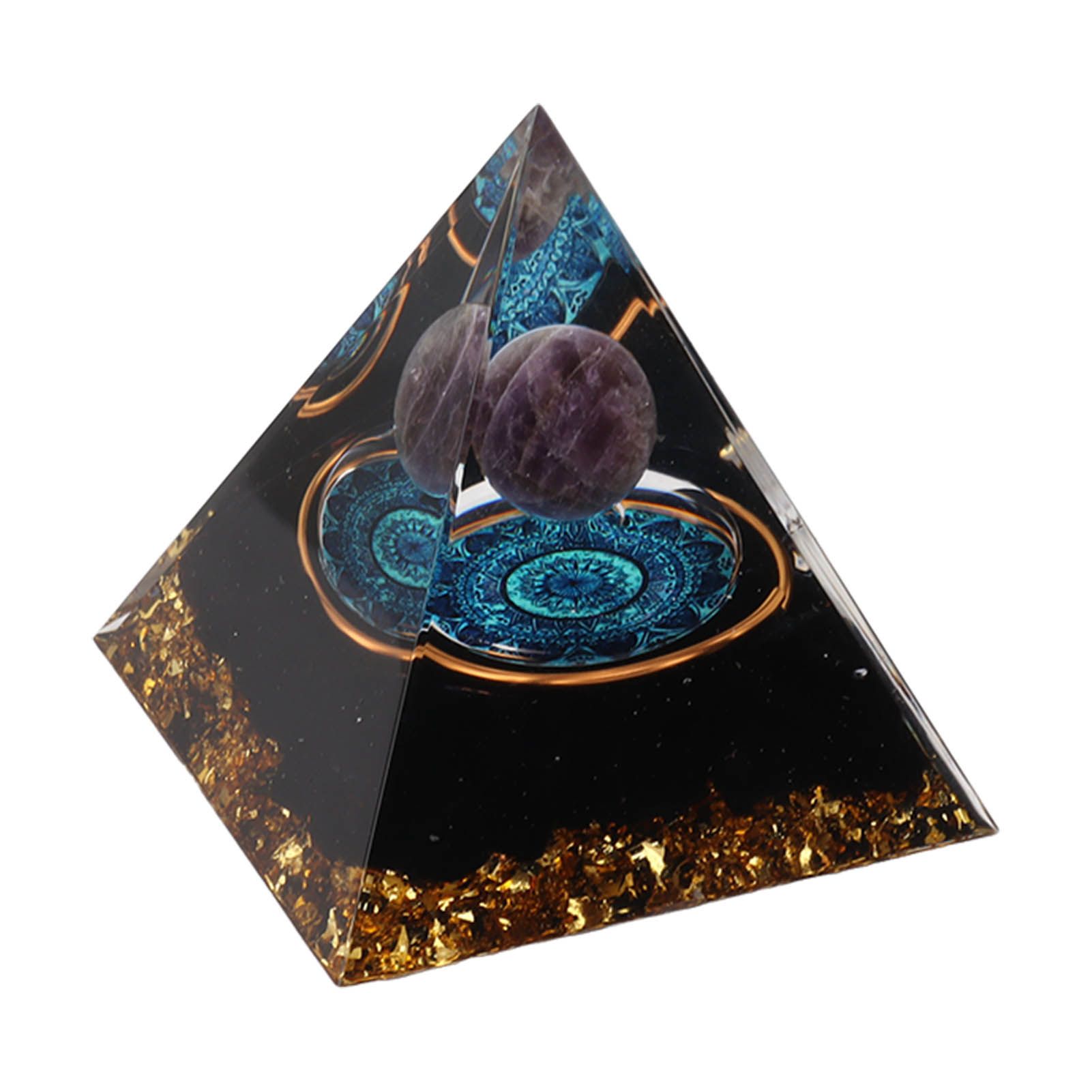 Crystal Epoxy Pyramid Decoration Hand Made 6cm Home Pyramid Desktop Ornament for Positive Energy - Image 4