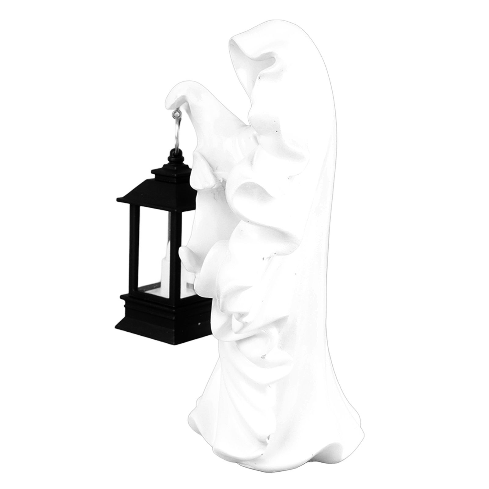 Hell Messenger Lantern Resin Halloween Ghost Statue Lantern Scary Witch Sculpture for Home Theme Party Garden Decoration White - Image 2