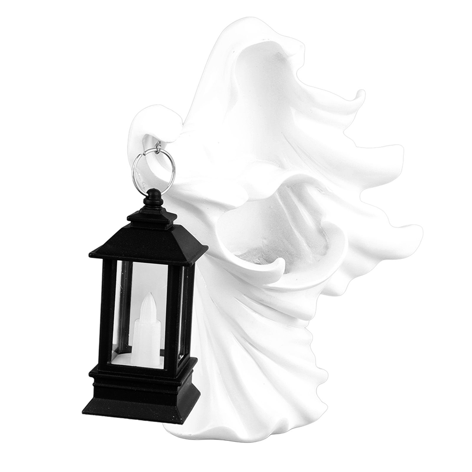 Hell Messenger Lantern Resin Halloween Ghost Statue Lantern Scary Witch Sculpture for Home Theme Party Garden Decoration White - Image 4