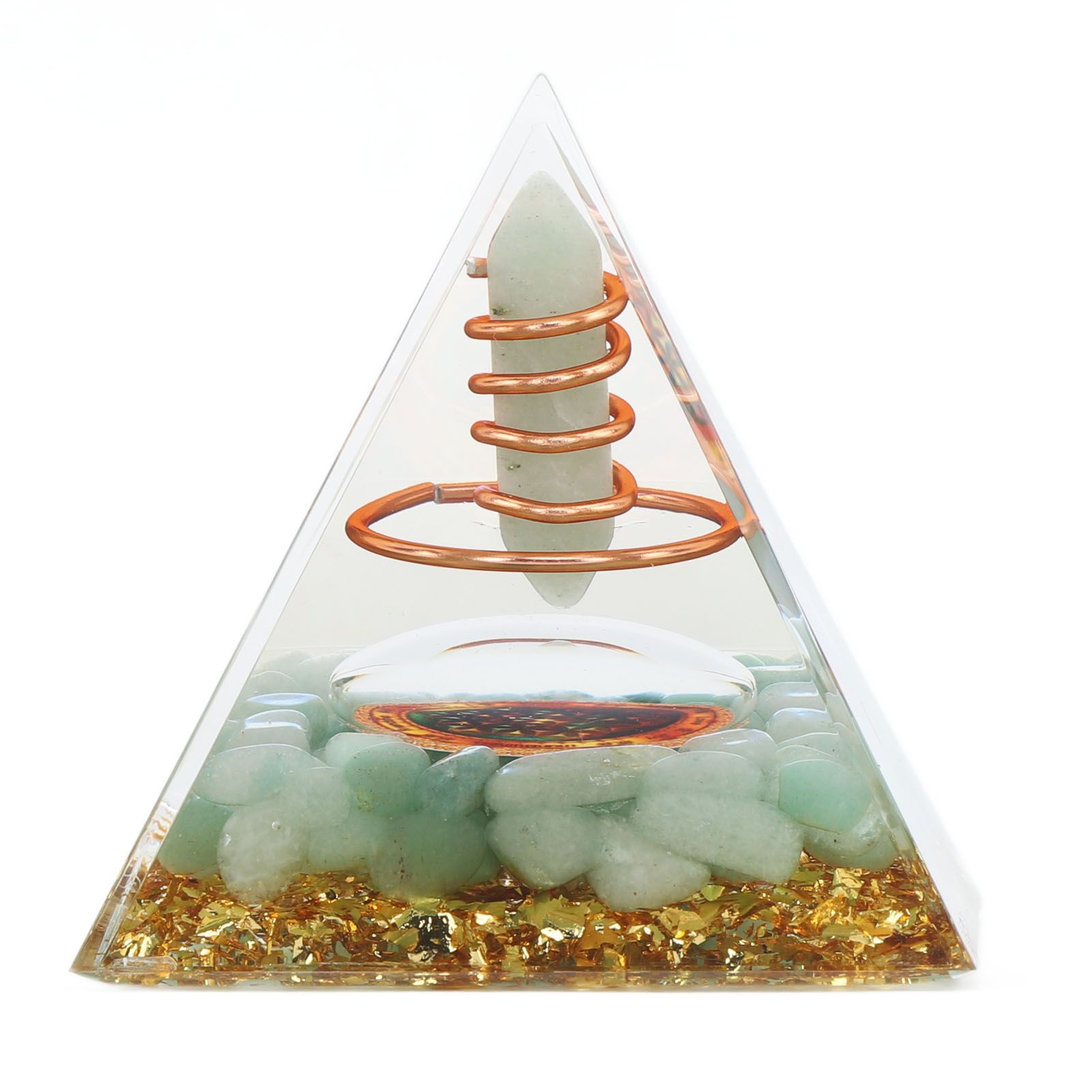 Orgonite Pyramid Crystal Energy Generator 6cm Stone Copper Handmade Pyramid Decor for Positive Energy Meditation - Image 1