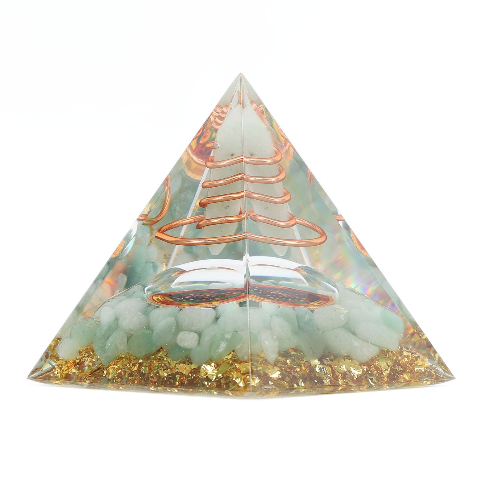 Orgonite Pyramid Crystal Energy Generator 6cm Stone Copper Handmade Pyramid Decor for Positive Energy Meditation - Image 2
