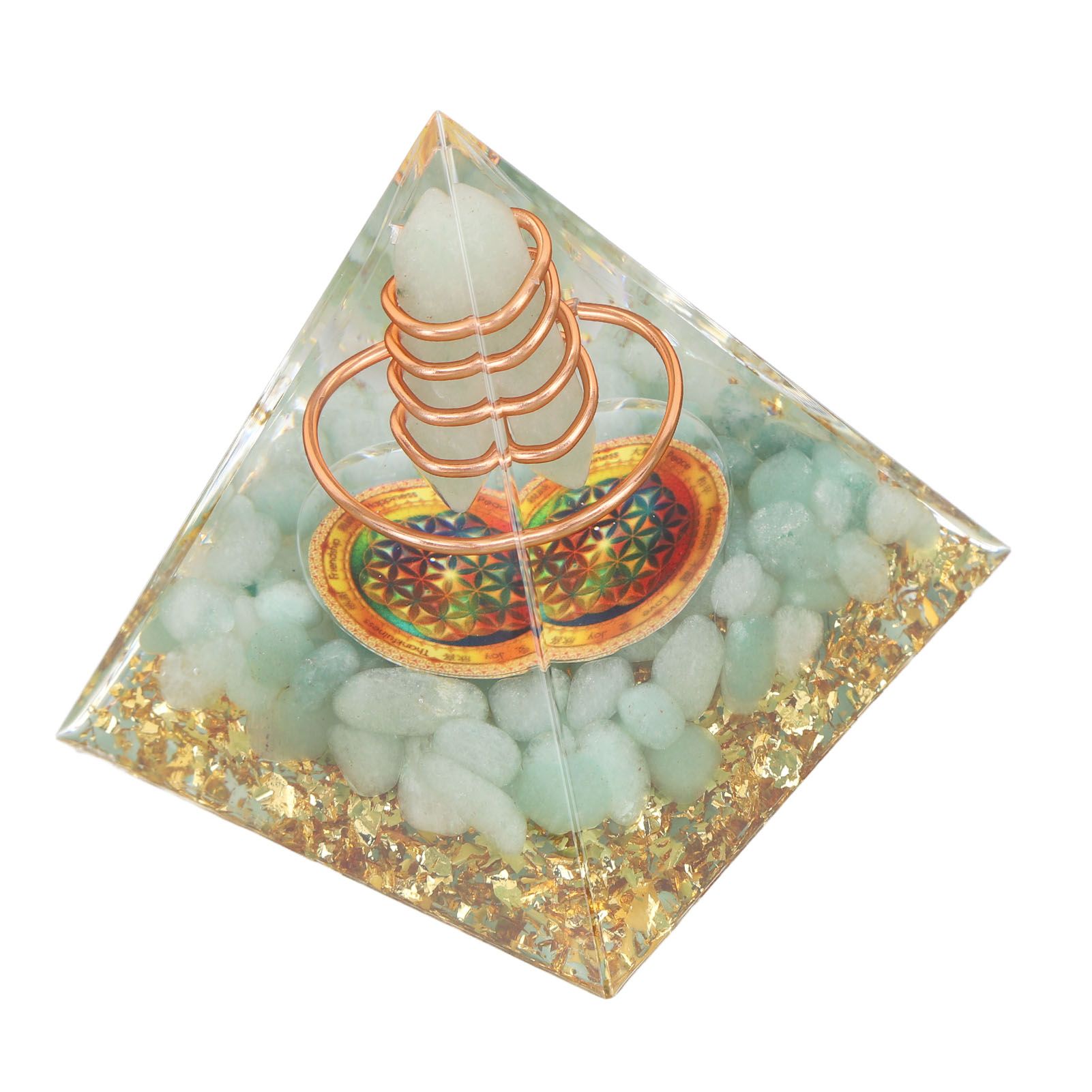Orgonite Pyramid Crystal Energy Generator 6cm Stone Copper Handmade Pyramid Decor for Positive Energy Meditation - Image 3