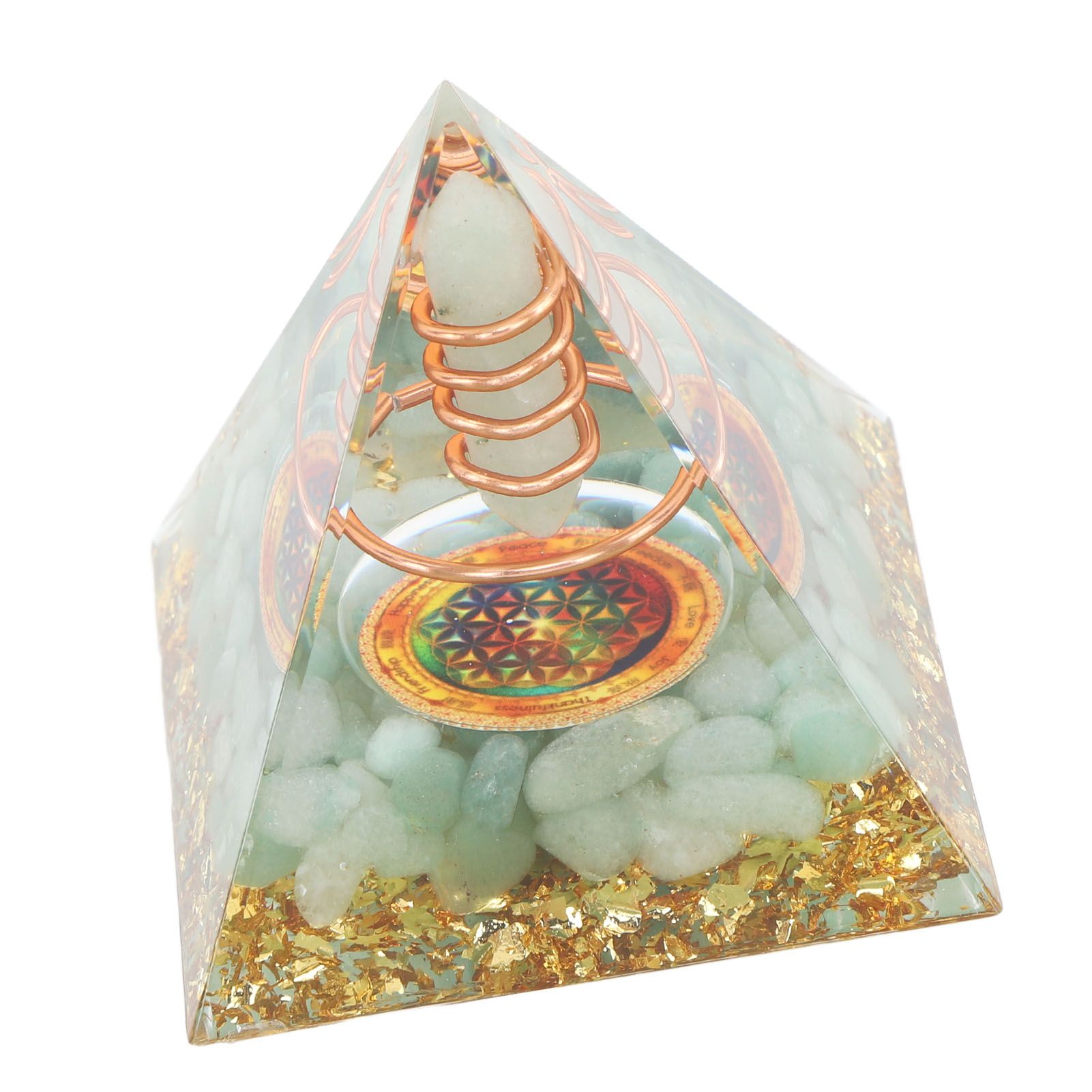 Orgonite Pyramid Crystal Energy Generator 6cm Stone Copper Handmade Pyramid Decor for Positive Energy Meditation - Image 4
