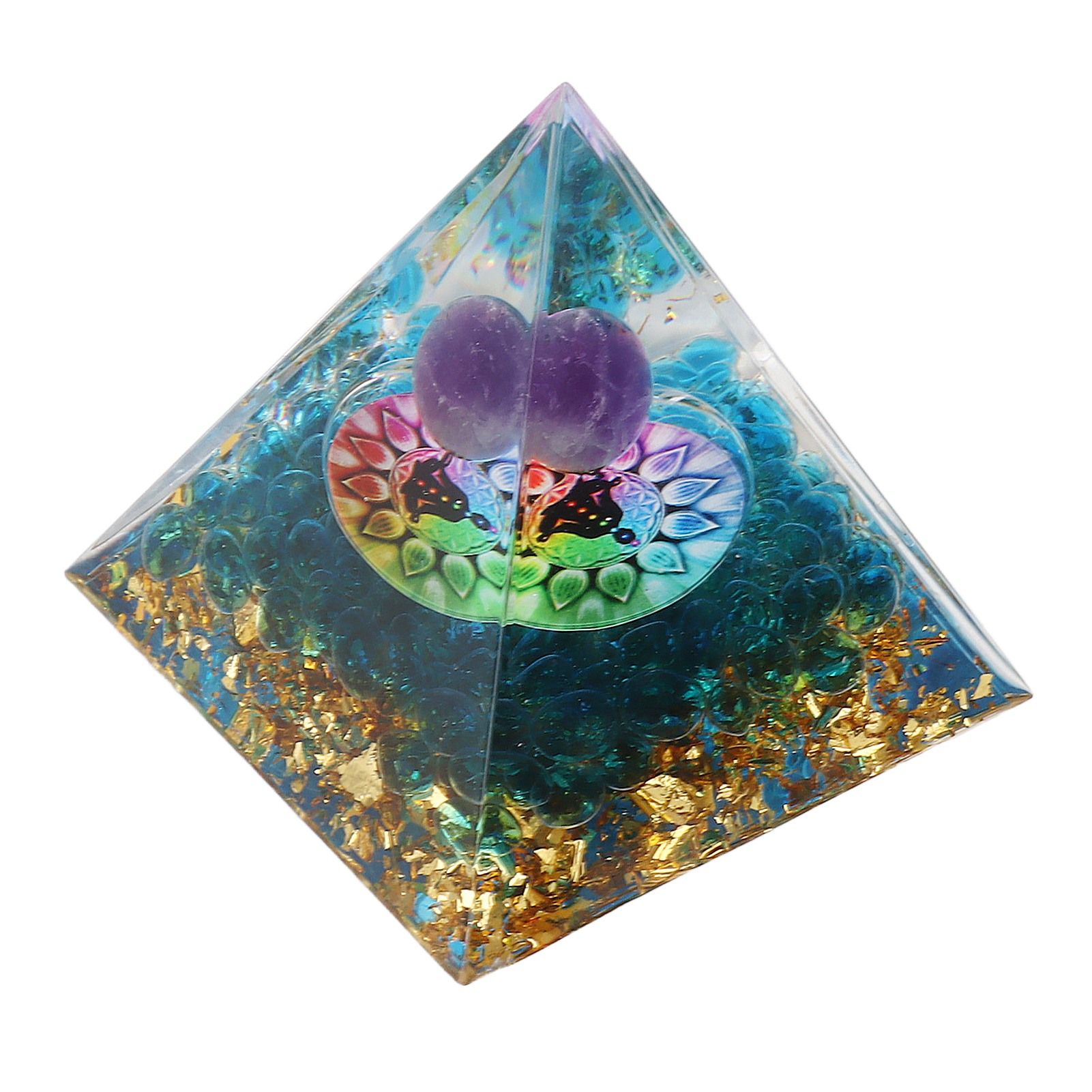 Positive Energy Crystal Pyramid Crystal Epoxy Healing Crystal Pyramids for Meditation Lucky Decoration - Image 2